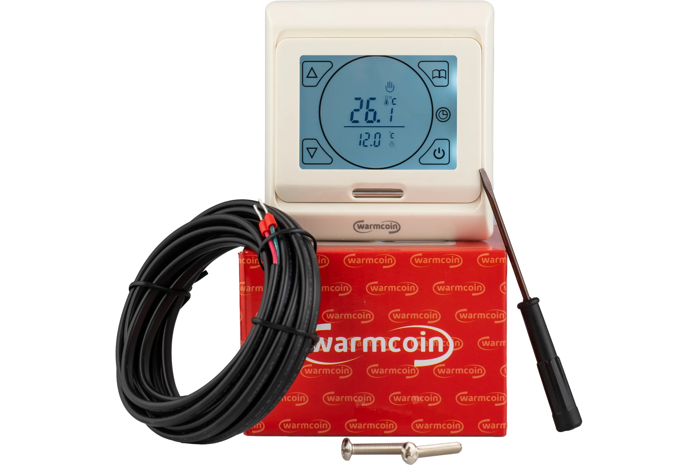 Терморегулятор программируемый Warmcoin W91 бежевый Термостат_W91_беж