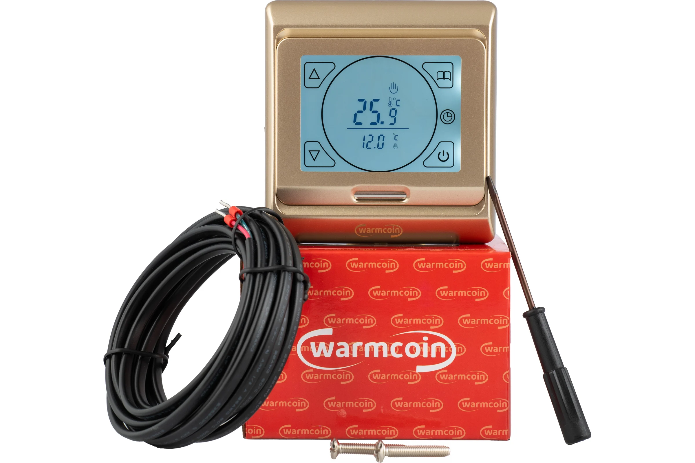 Терморегулятор программируемый Warmcoin W91 золото Термостат_W91_gold