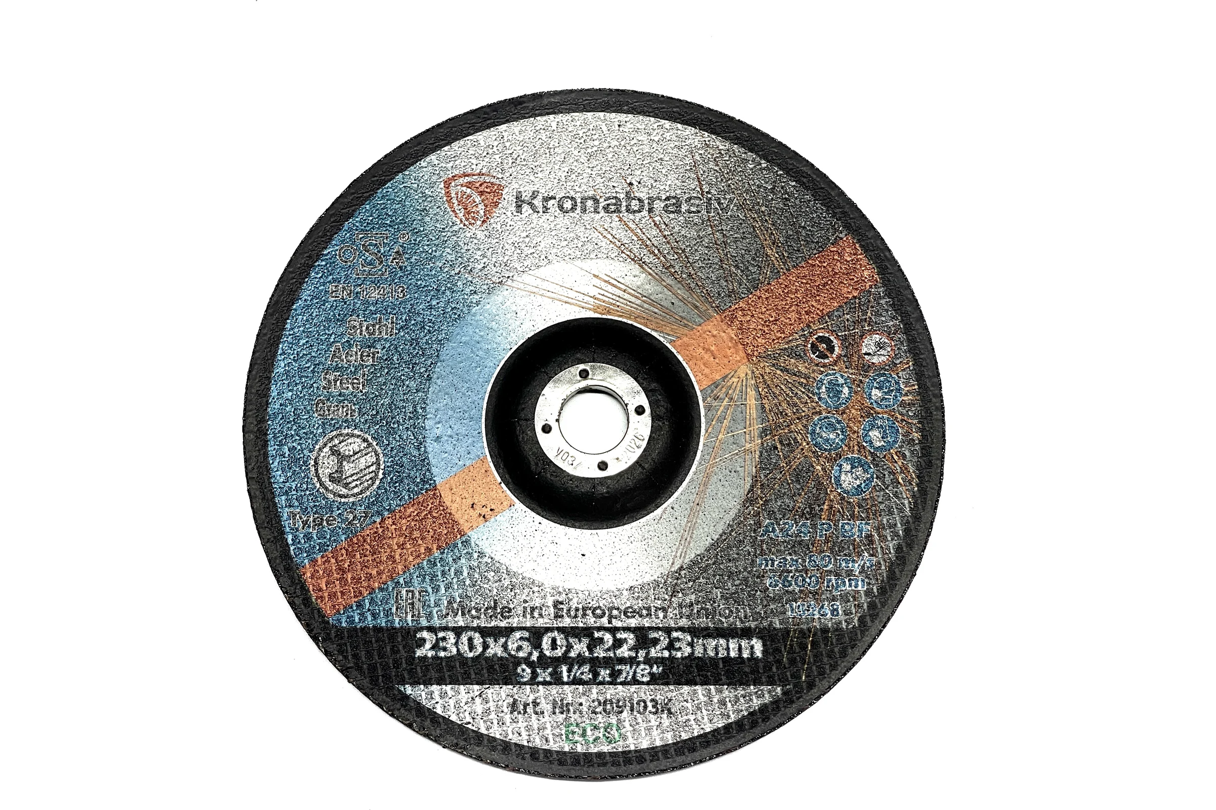 Диск зачистной KRONABRASIV 230x6.0x22.23, ECO, сталь+нерж 209103K