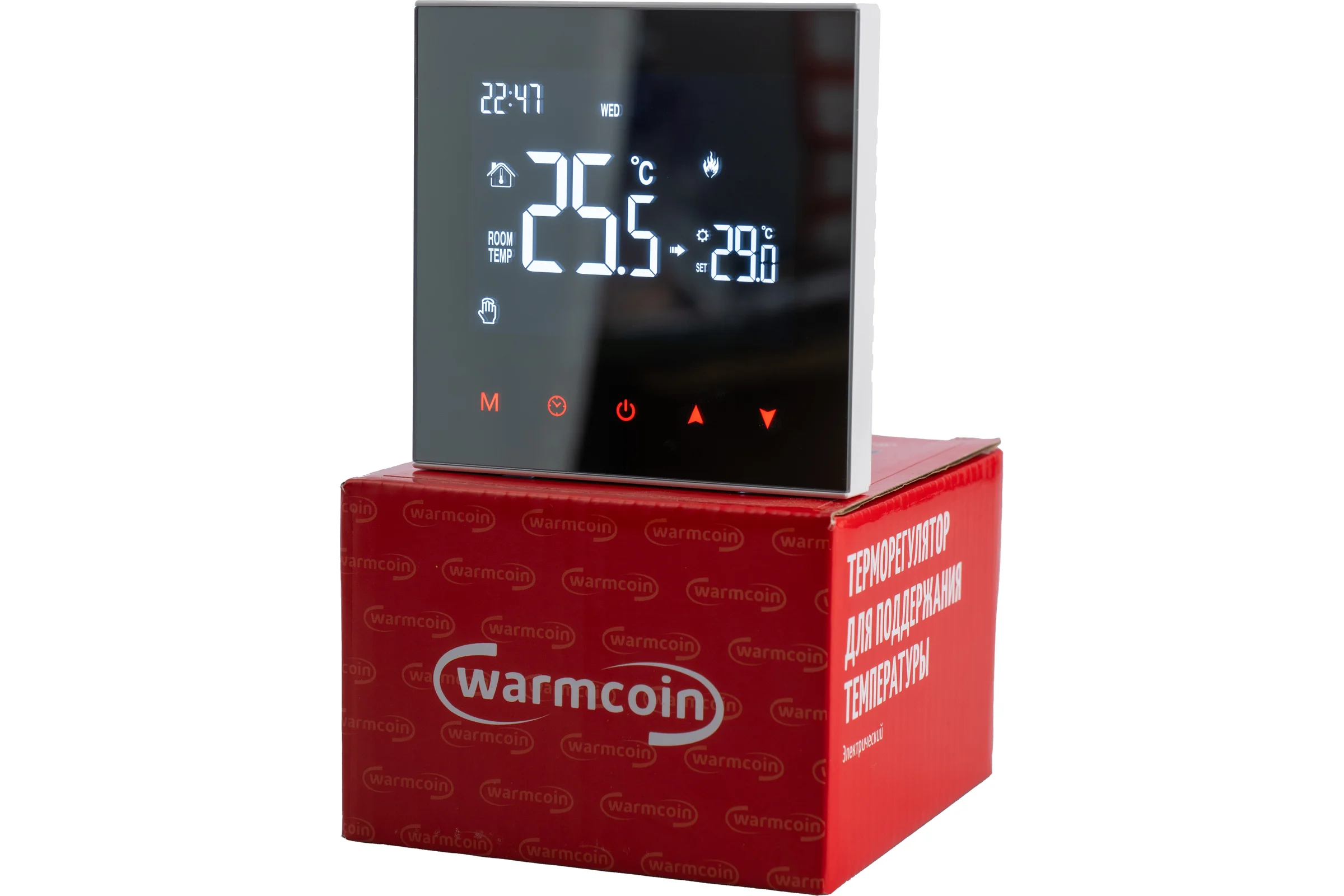 Терморегулятор программируемый Warmcoin W200 Mirror белый W200_белый_зерк