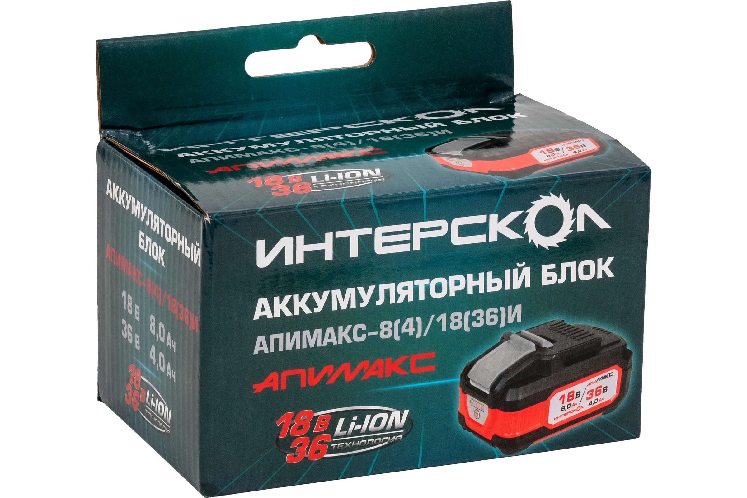 Аккумуляторный блок Интерскол АПИМАКС-8(4)/18(36)И 8,0Ач 18В/4,0Ач 36В, Li-ion с индикацией 2400.308