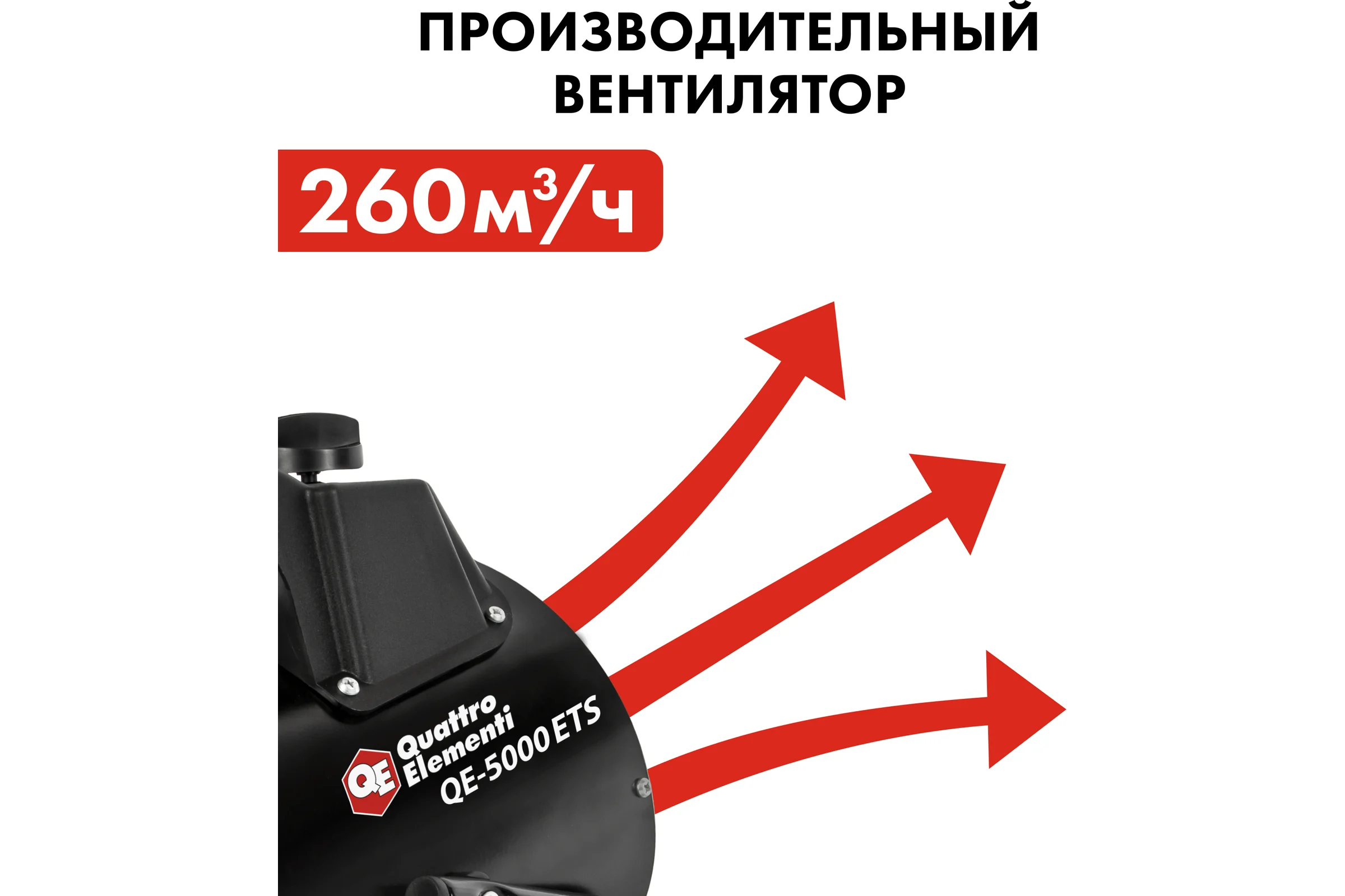 Электрический нагреватель воздуха QUATTRO ELEMENTI QE-5000 ETS (5кВт, 260 м.куб/ч, 220 В, режим вентиляции) 796-702