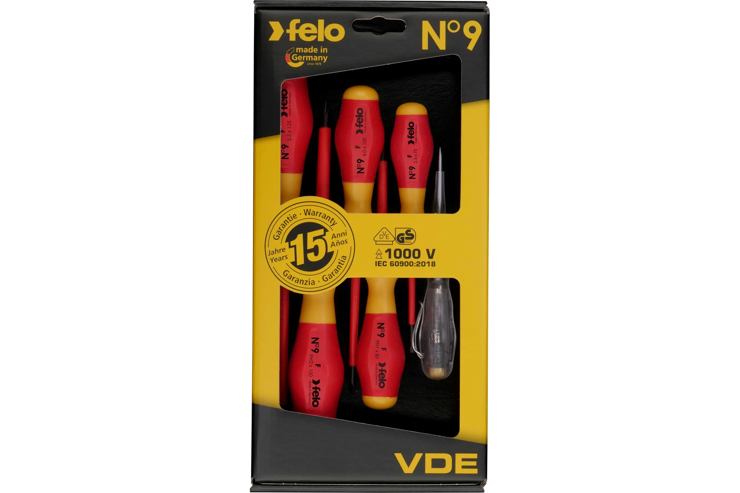 Набор диэлектрических отверток Felo SL/PZ, отвертка тестер сети, 6 шт 91396198