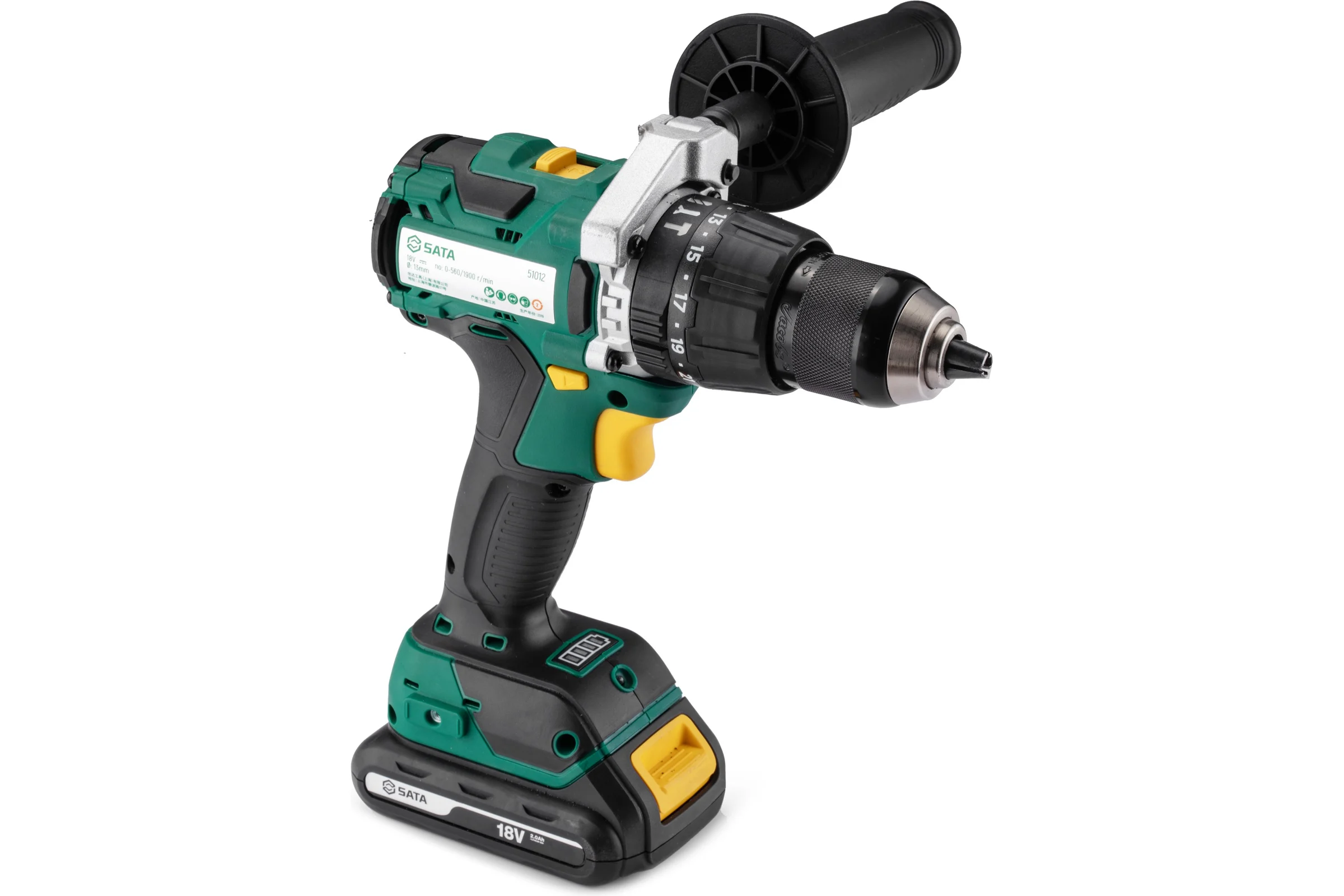 Аккумуляторная бесщёточная ударная дрель -шуруповёрт 18V Sata SC51012