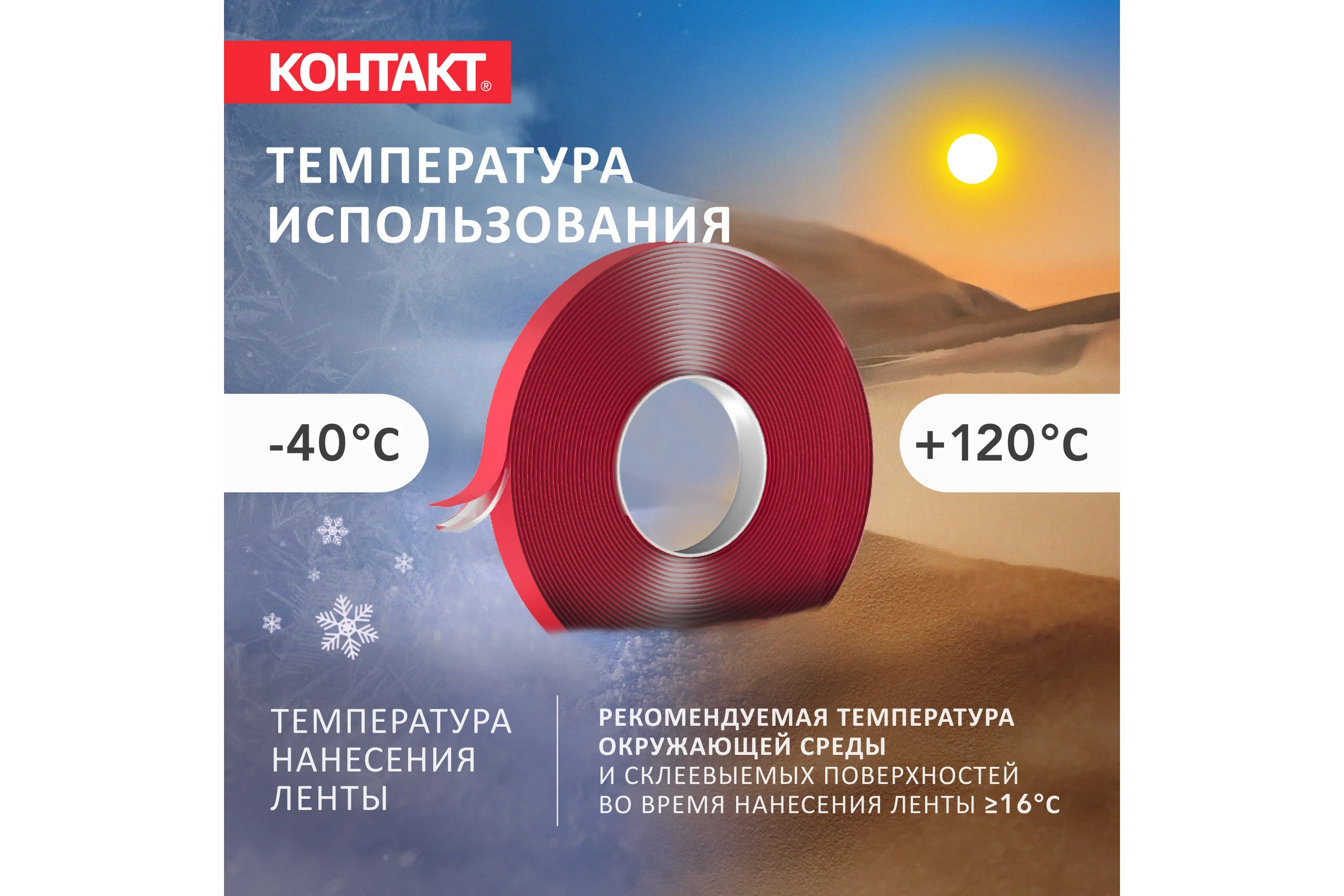 Монтажная клейкая лента двусторонняя Контакт сверхпрочная, прозрачная, 9мм х 5м 25933