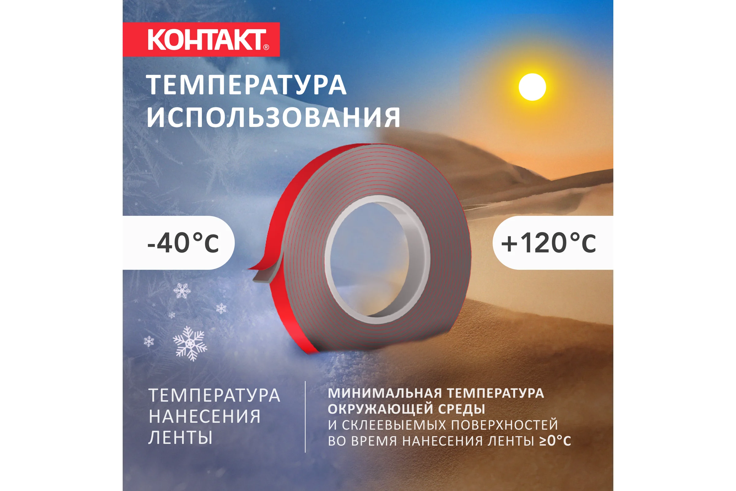 Монтажная клейкая лента двусторонняя Контакт автомобильная, серая, 8мм х 2м 25935