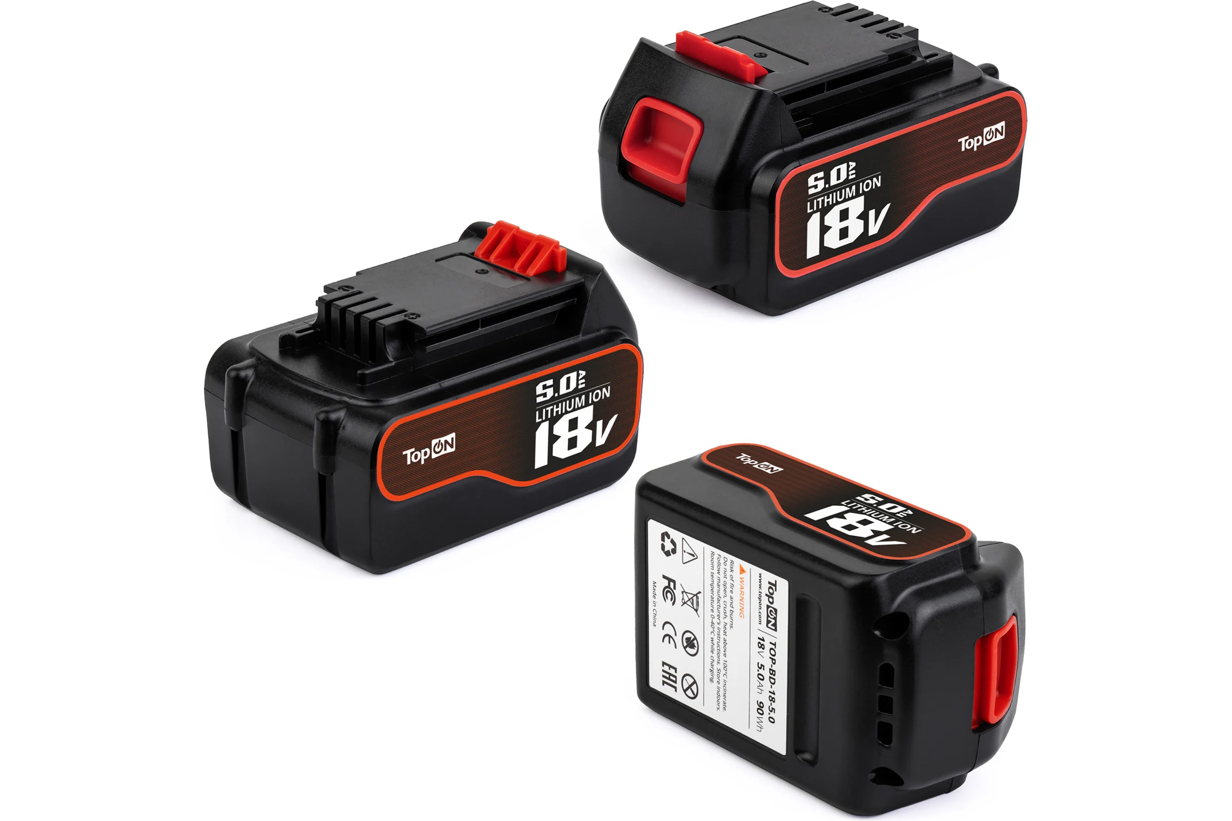 Аккумулятор TopON для Black & Decker 18V 5.0Ah (Li-ion) PN: BL4018-XJ TOP-BD-18-5.0