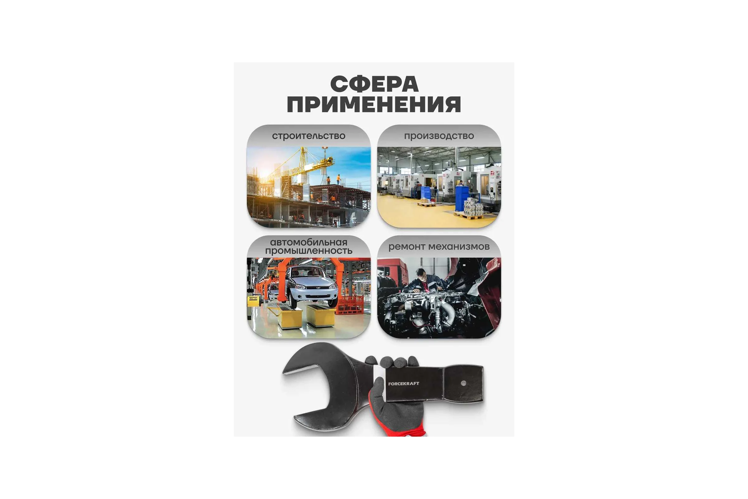 Рожковый ударный односторонний ключ Forcekraft 110 мм FK-791110(26865)