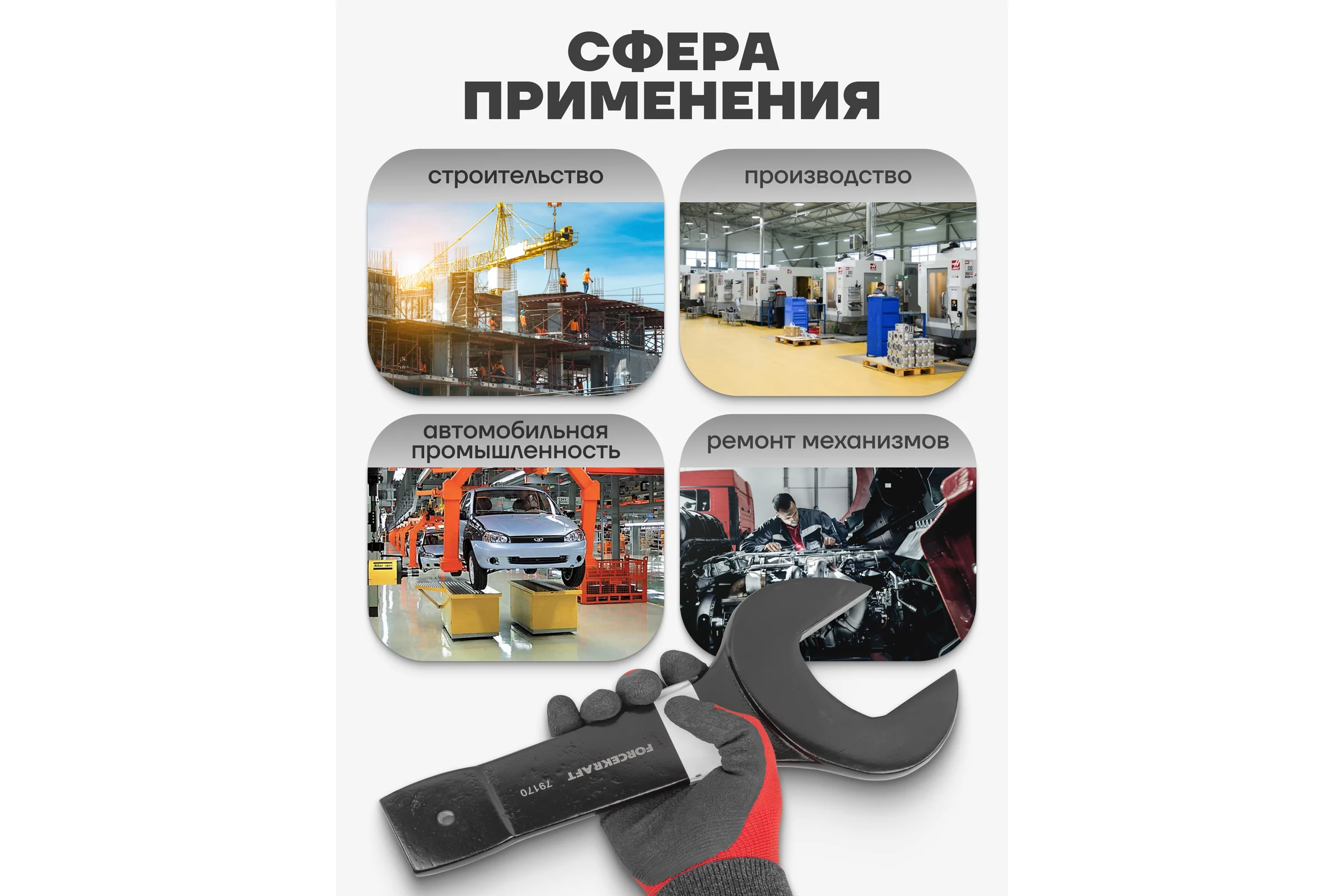 Рожковый ключ Forcekraft ударный односторонний 70мм FK-79170(26877)