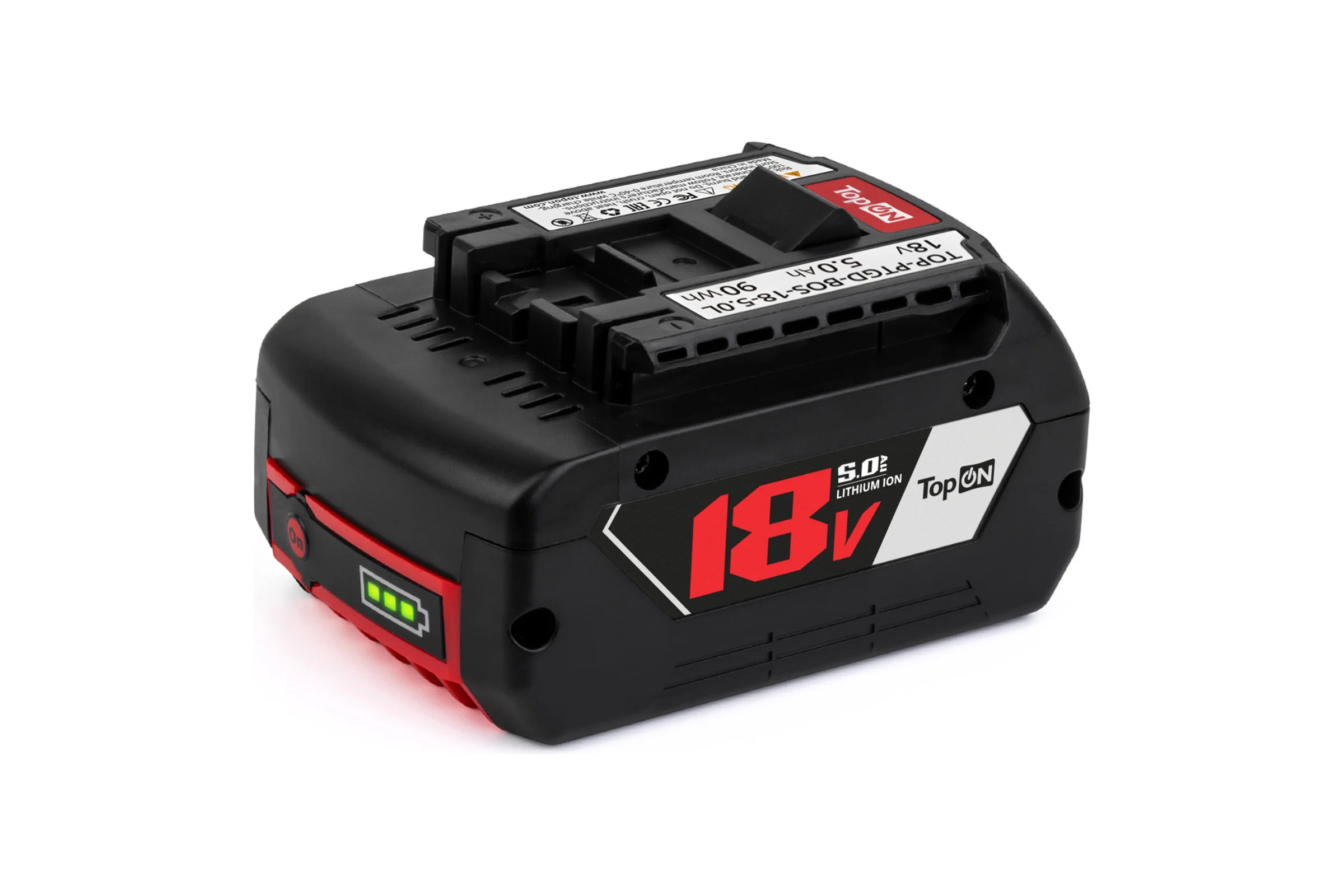 Аккумулятор для Bosch TopON 18В, 5.0Ач, Li-ion, LED, PN: 2607336170 TOP-PTGD-BOS-18-5.0L