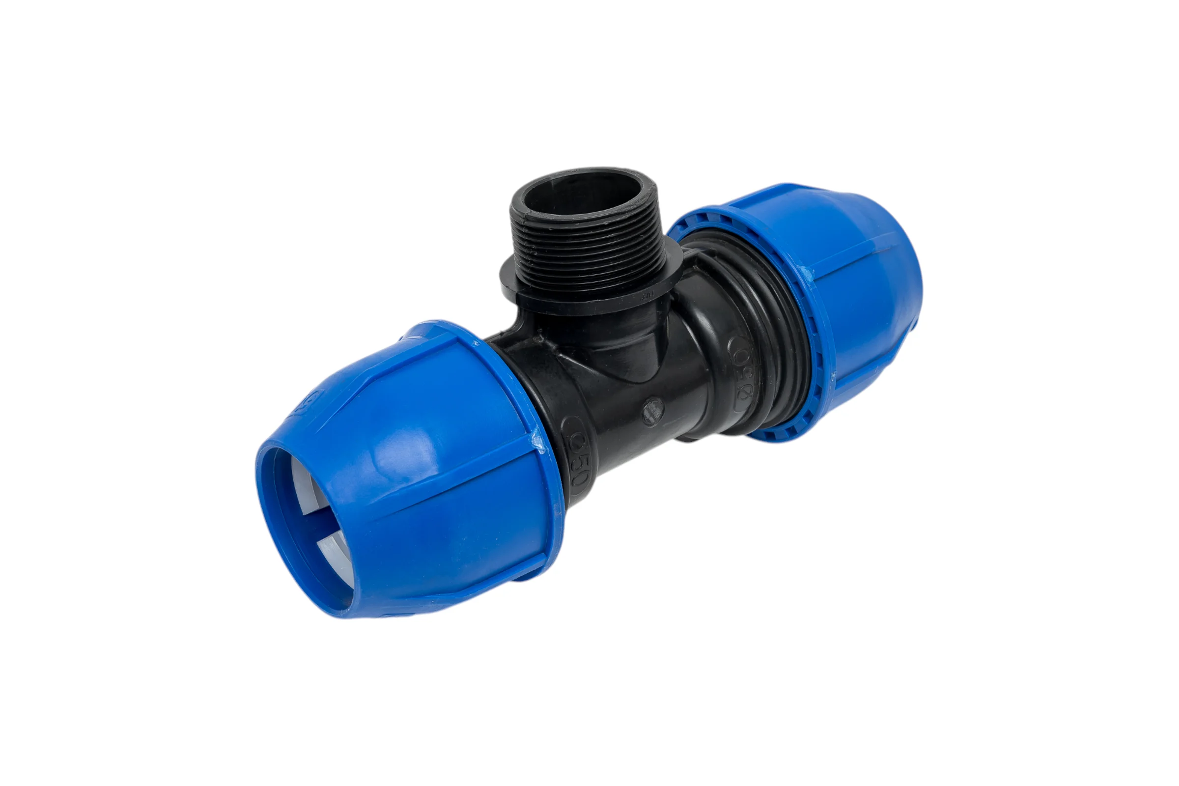 Компрессионный переходной тройник Millennium ПНД 50-11/2" с наружной резьбой PFTM5040