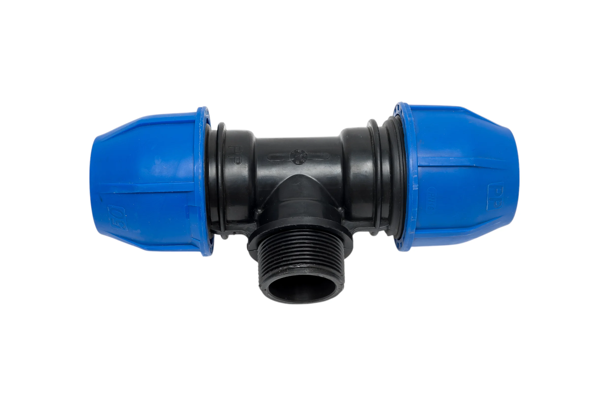 Компрессионный переходной тройник Millennium ПНД 50-11/2" с наружной резьбой PFTM5040