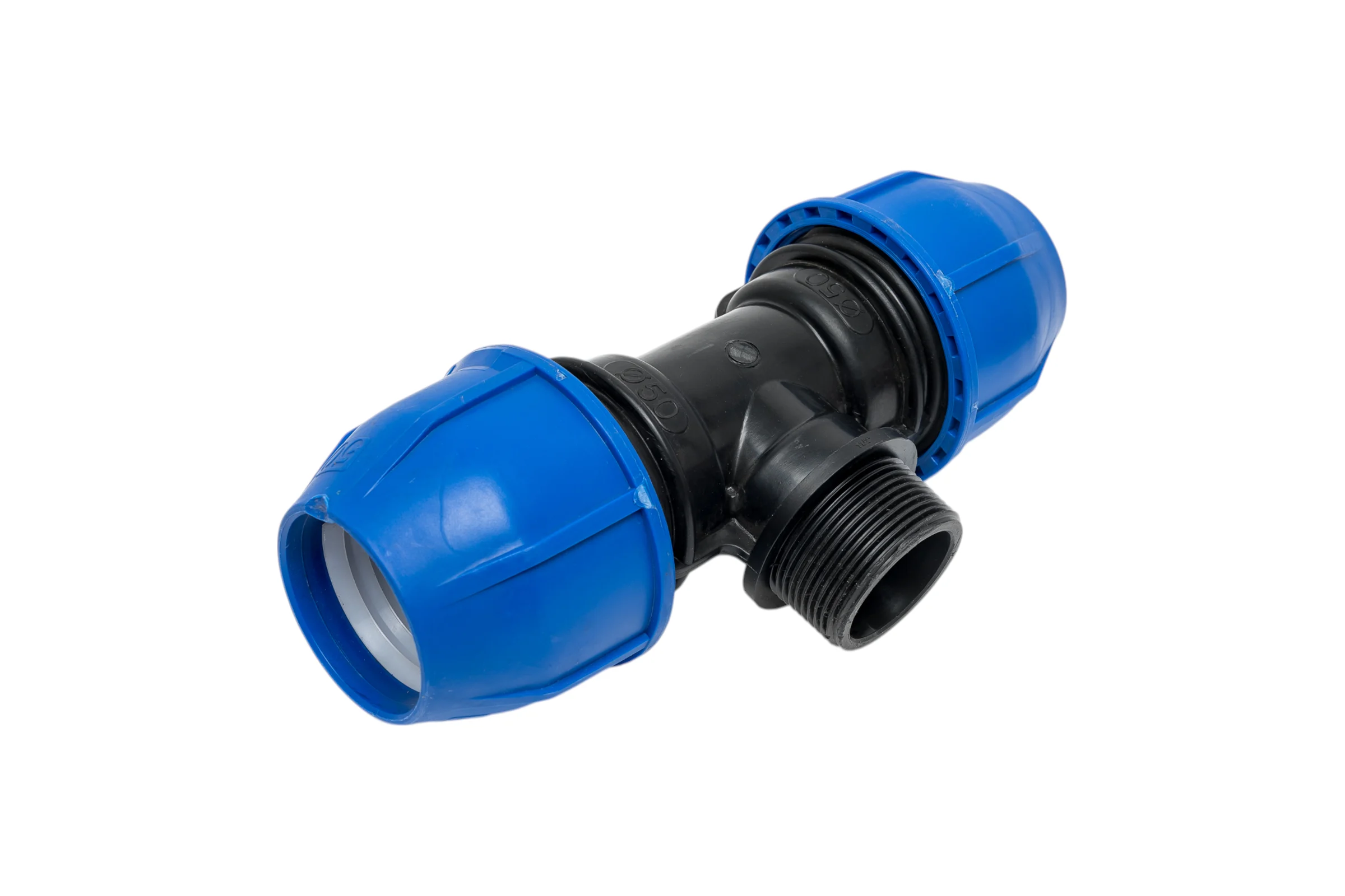Компрессионный переходной тройник Millennium ПНД 50-11/2" с наружной резьбой PFTM5040