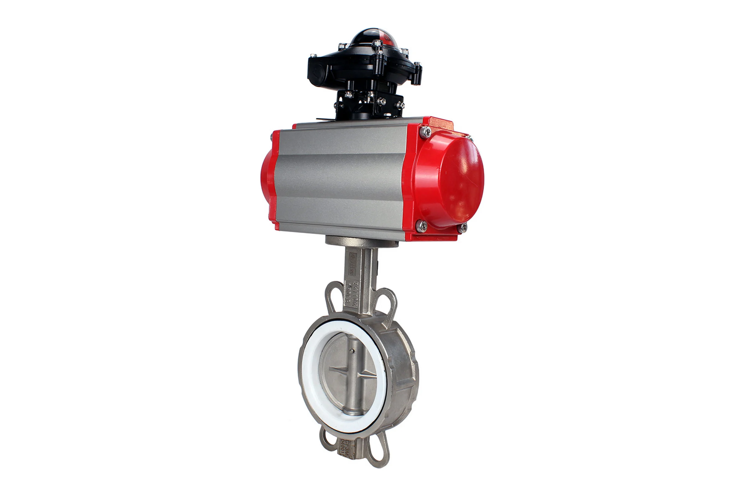 Затвор DN.ru 316L-316L-PTFE Ду125 Ру16 с пневмоприводом, пневмораспределителем, БКВ D050-00172