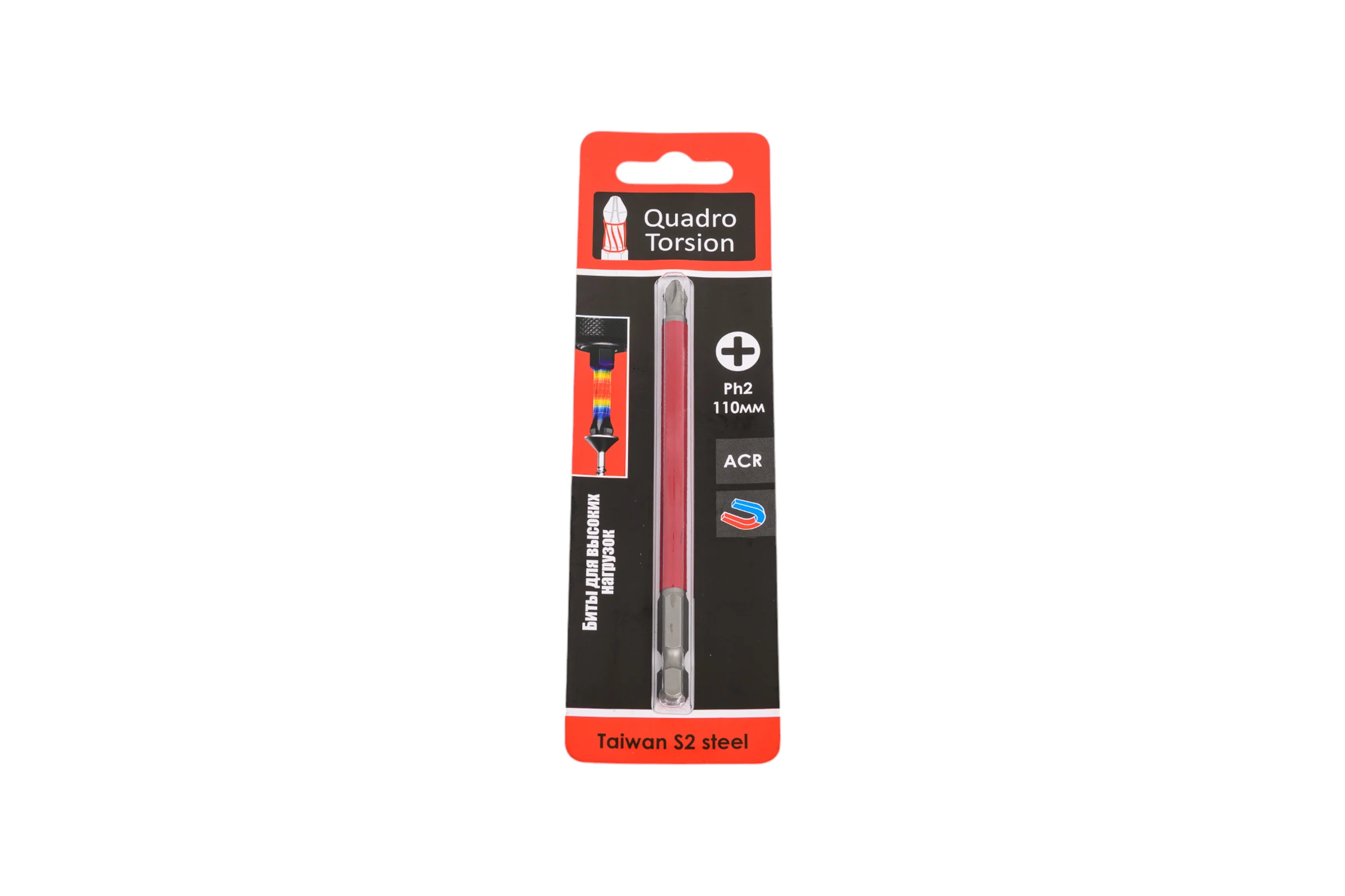 Бита Quadro Torsion 1/4 E6,3 магн., S2, ACR, Ph2, 110мм, 1 шт. 412110-1
