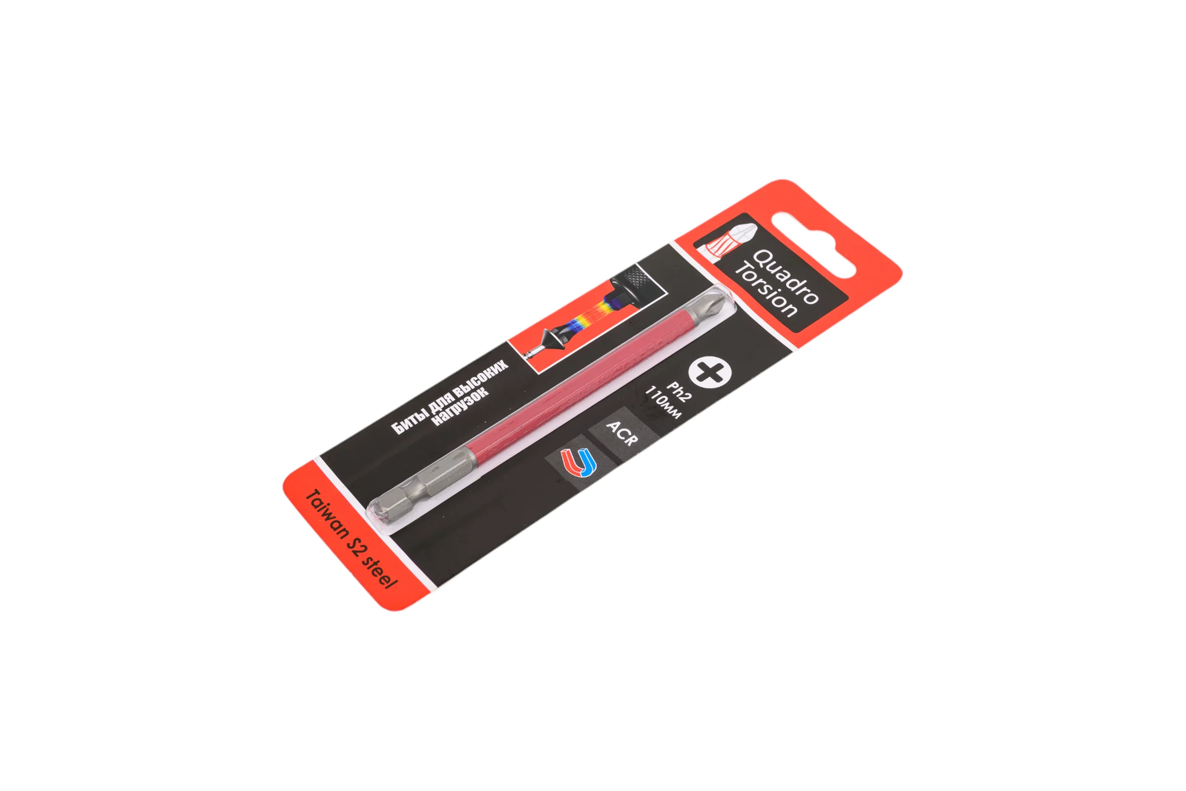 Бита Quadro Torsion 1/4 E6,3 магн., S2, ACR, Ph2, 110мм, 1 шт. 412110-1