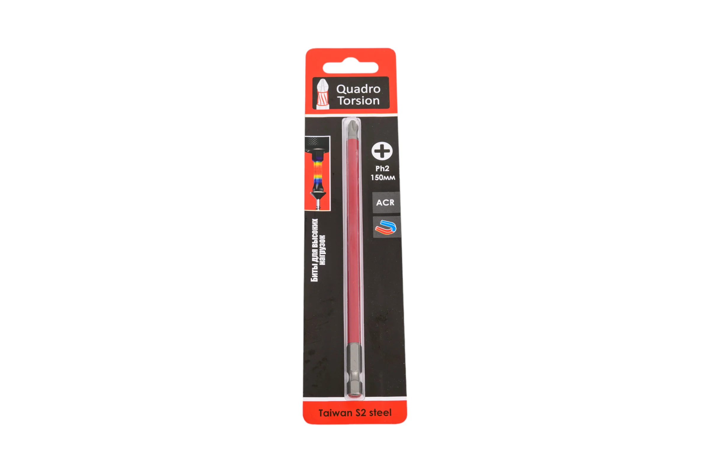 Бита Quadro Torsion 1/4 E6.3 магн., S2, ACR, Ph2, 150мм, 1 шт. 412150-1