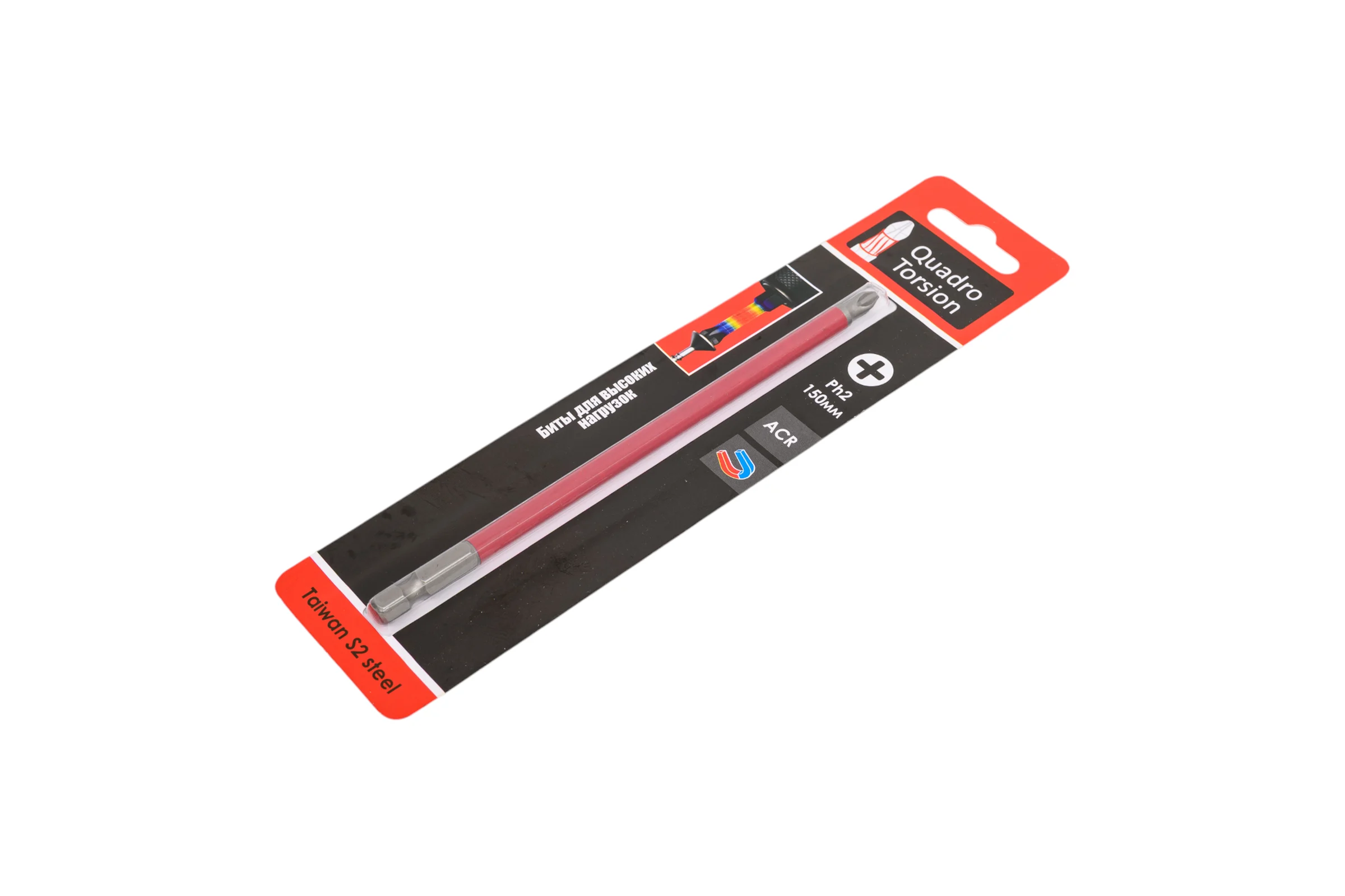 Бита Quadro Torsion 1/4 E6.3 магн., S2, ACR, Ph2, 150мм, 1 шт. 412150-1