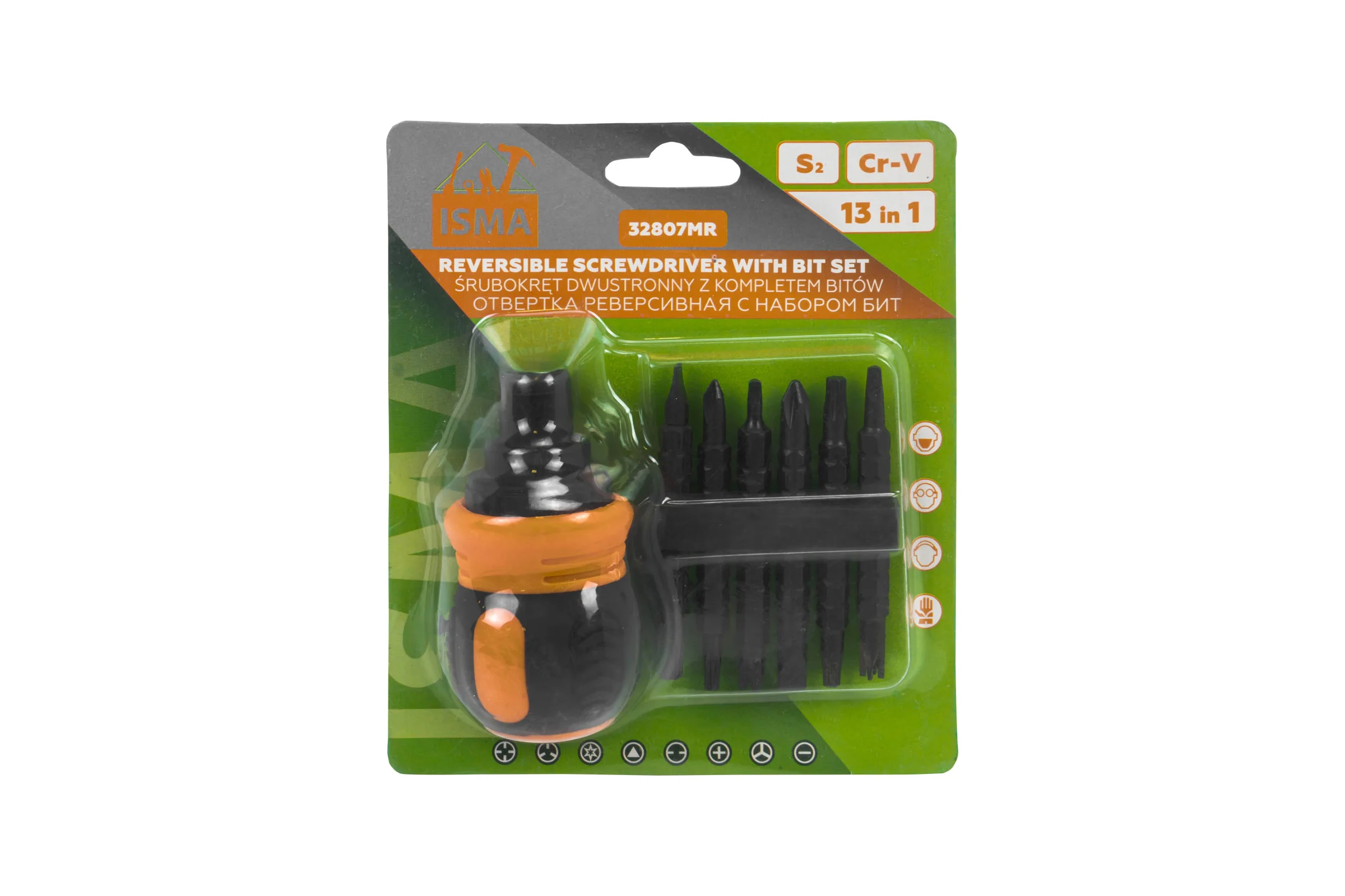 Отвертка реверсивная в комплекте с битами ISMA набор ISMA-32807MR(62039)