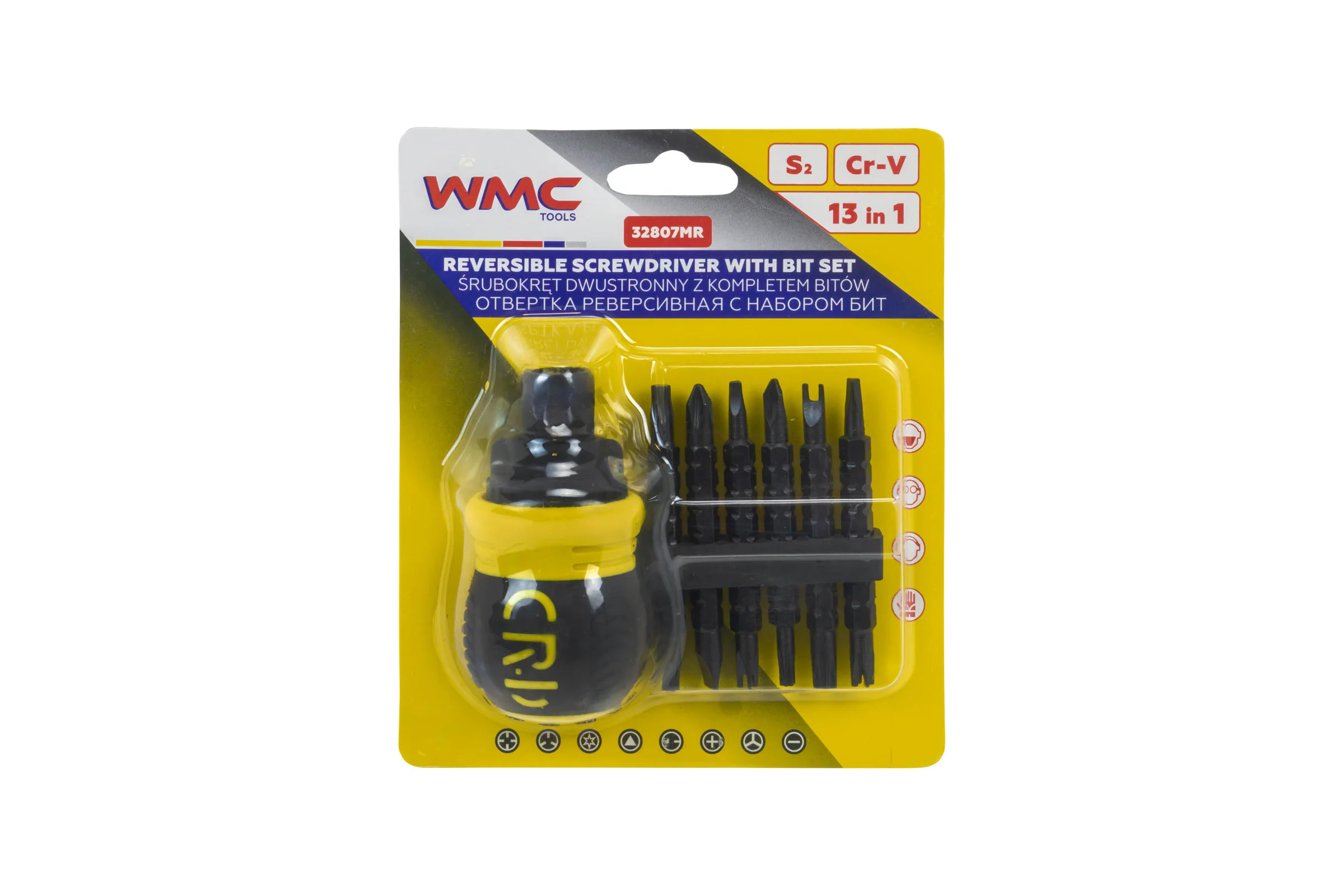 Отвертка реверсивная в комплекте с битами WMC TOOLS набор WMC-32807MR(62038)