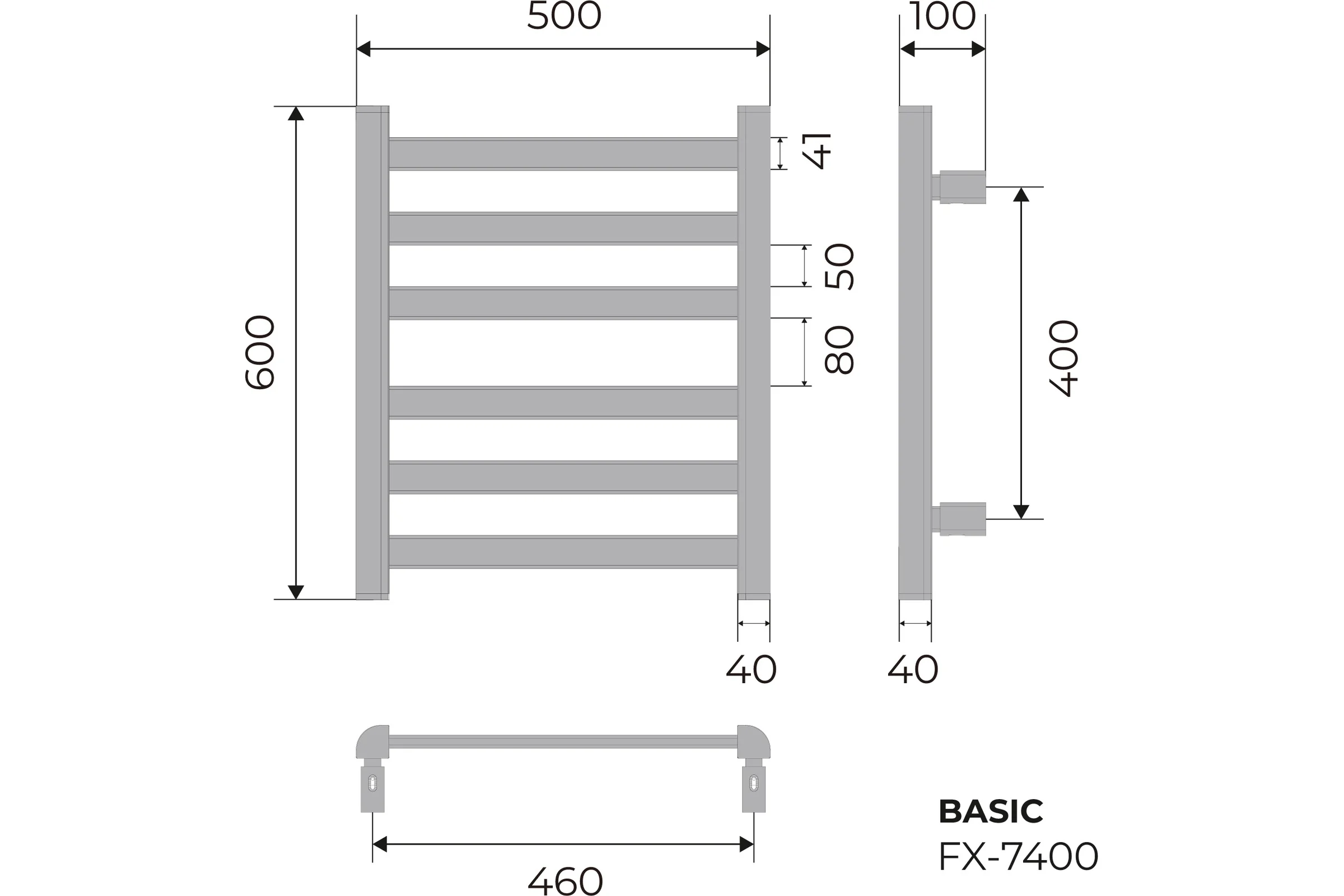 Электрический полотенцесушитель FIXSEN BASIC 600х500 - белый 7400W