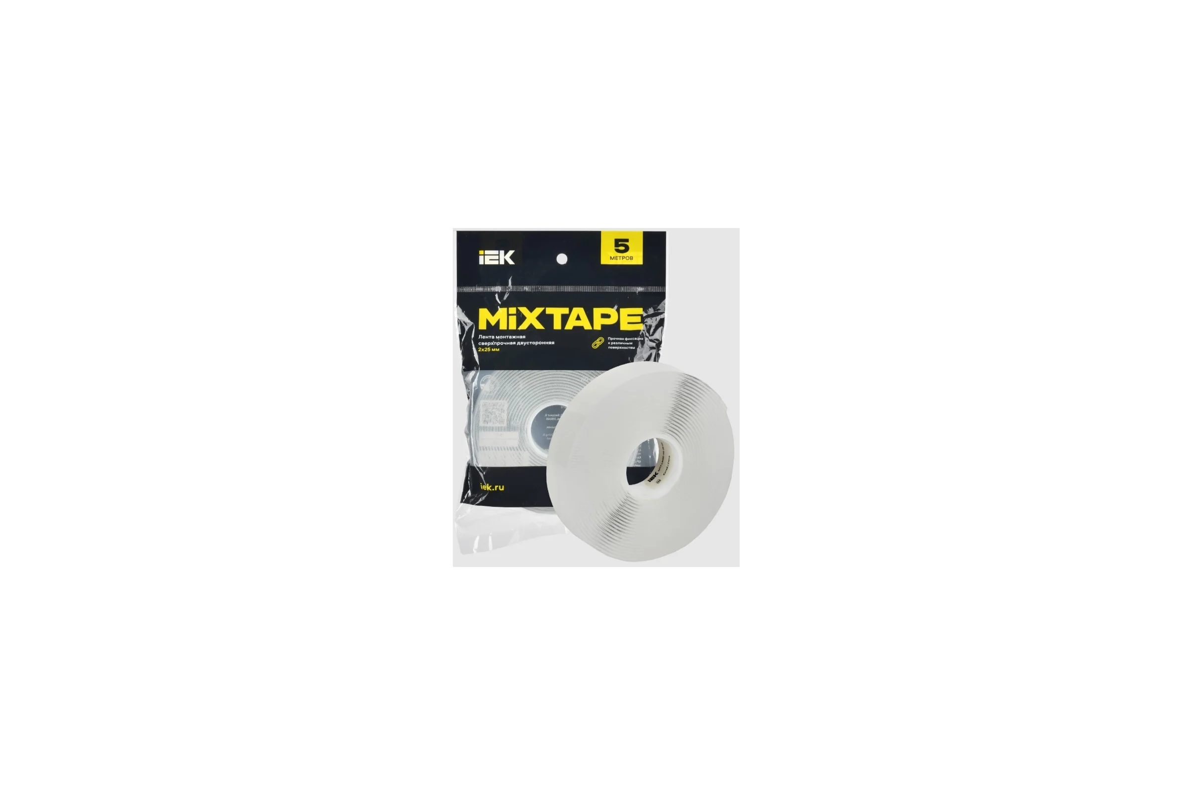 Лента монтажная IEK MIXTAPE PRO сверхпрочная, двусторонняя, 2x25 мм, 5 м MT7-LM30-02-25-05