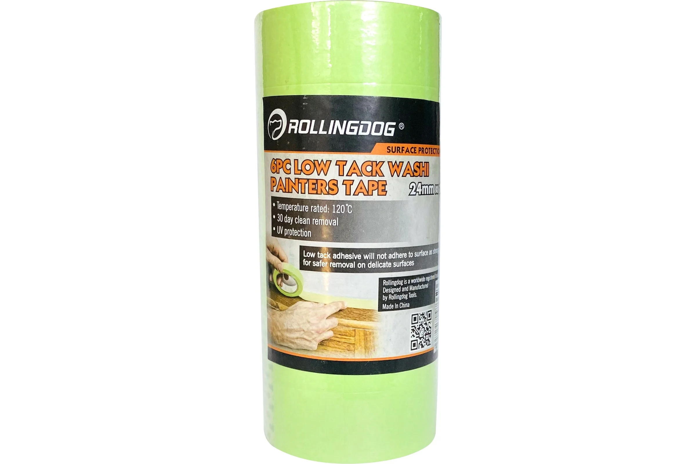 Малярная лента ROLLINGDOG Low Tack Washi Tape 24 мм х 18 м, 6 шт., для деликатных поверхностей 81389