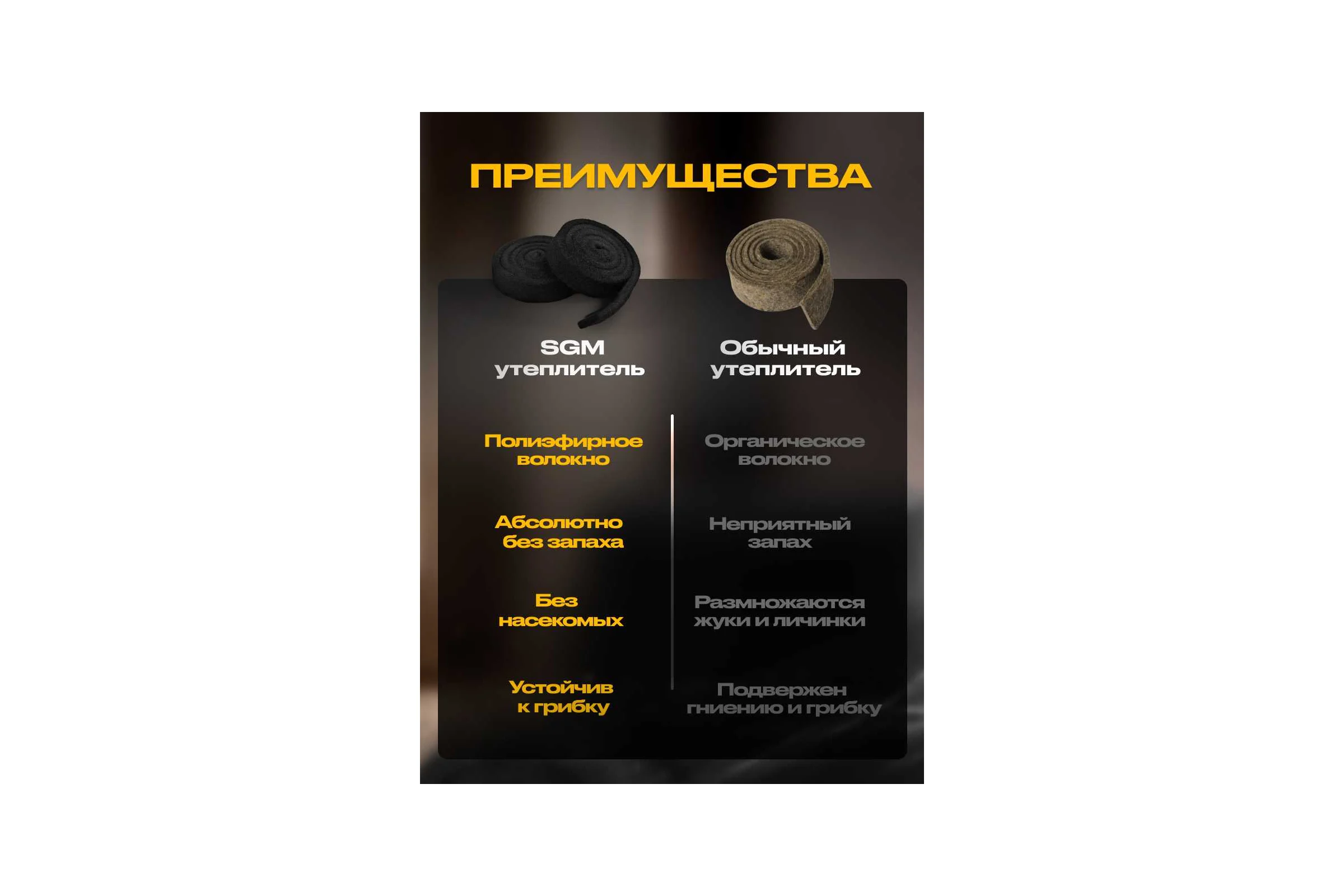 Утеплитель войлочный SGM 10 мм, 6 метров. Войлок для окон и дверей SGM.FELT.TAPE