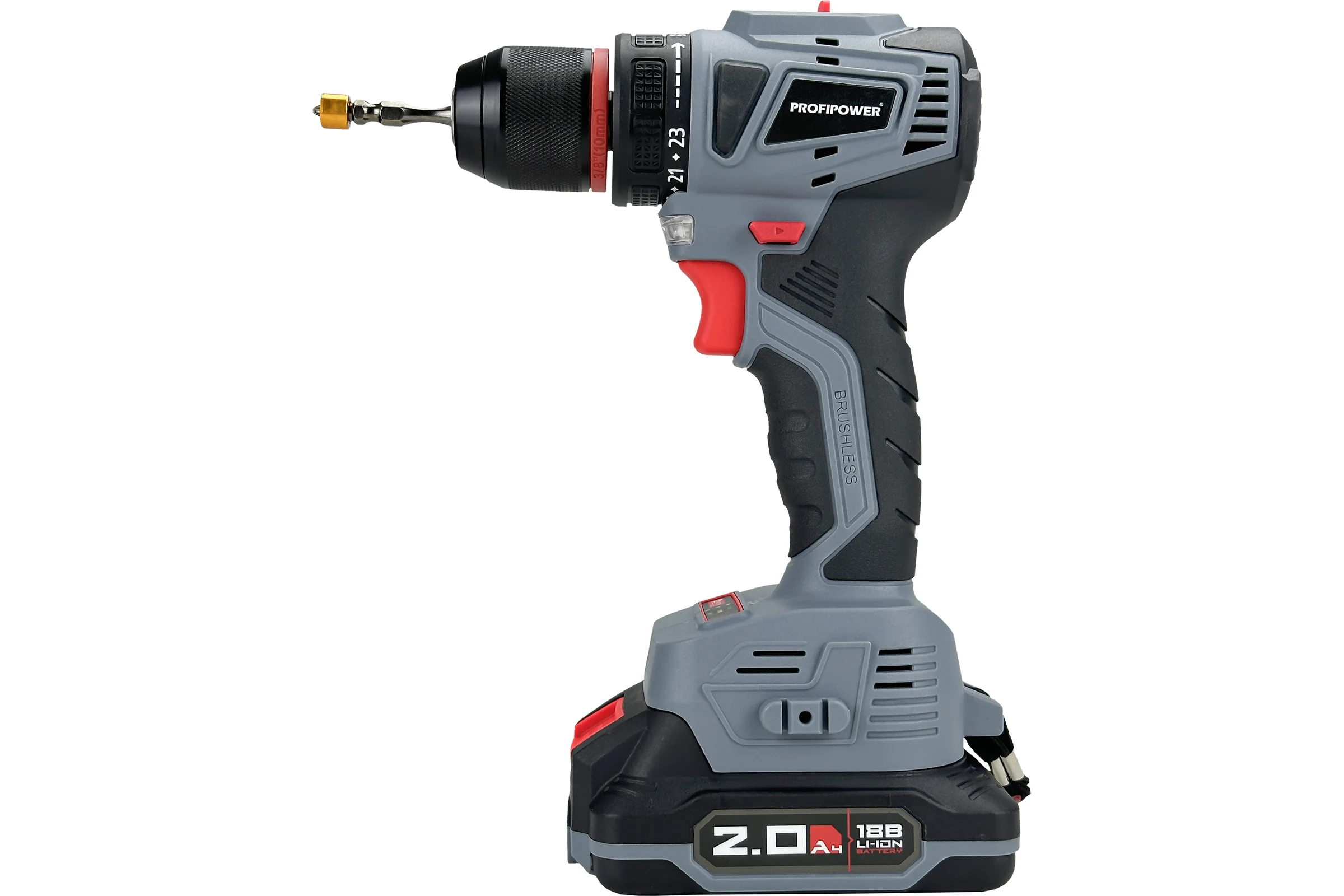 Аккумуляторный шуруповерт бесщеточный Profipower MKBL-18B Li-ion-2шт, 18В, 2.0Ач, З/У, 0.8-10 мм, кейс T0056
