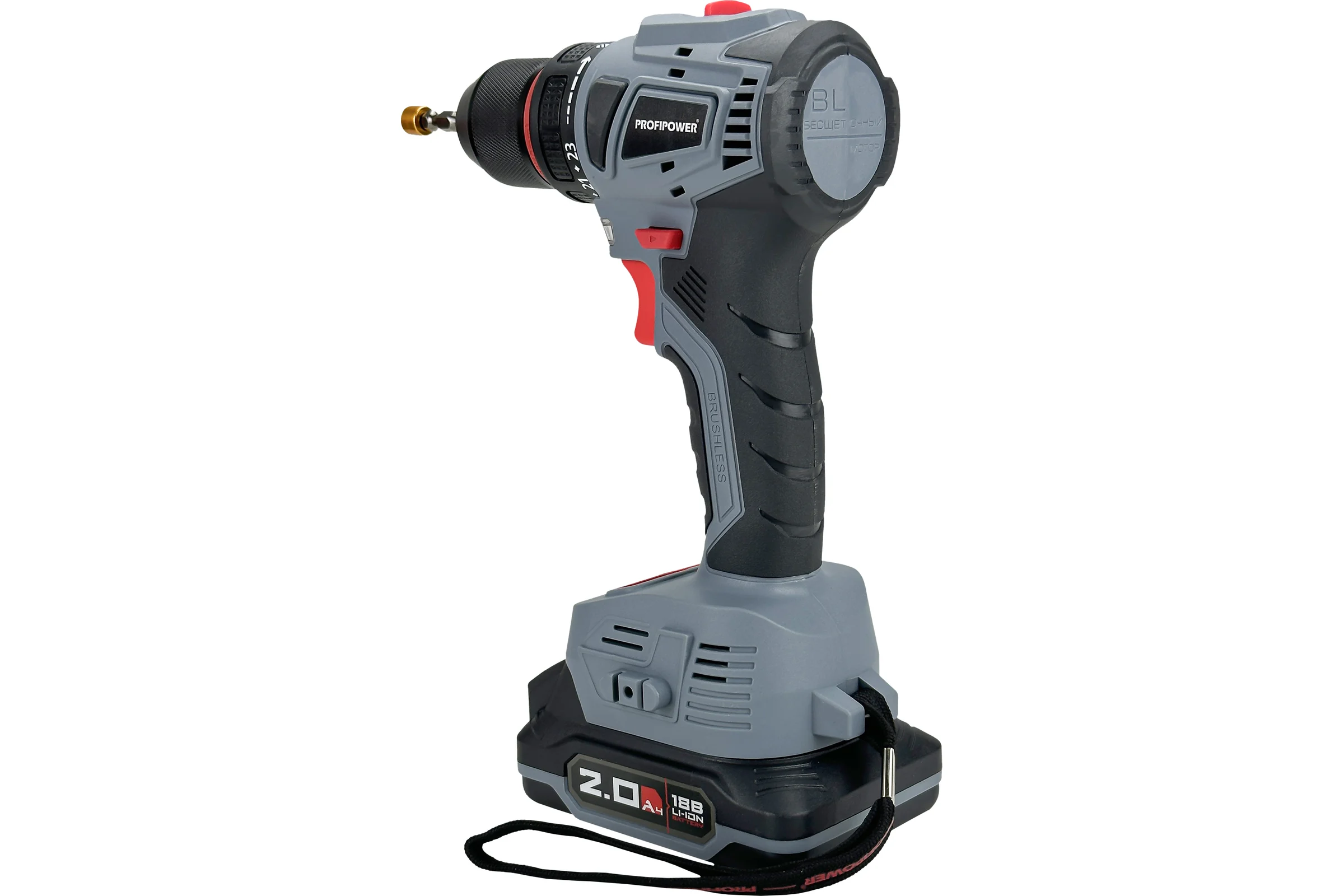Аккумуляторный шуруповерт бесщеточный Profipower MKBL-18B Li-ion-2шт, 18В, 2.0Ач, З/У, 0.8-10 мм, кейс T0056