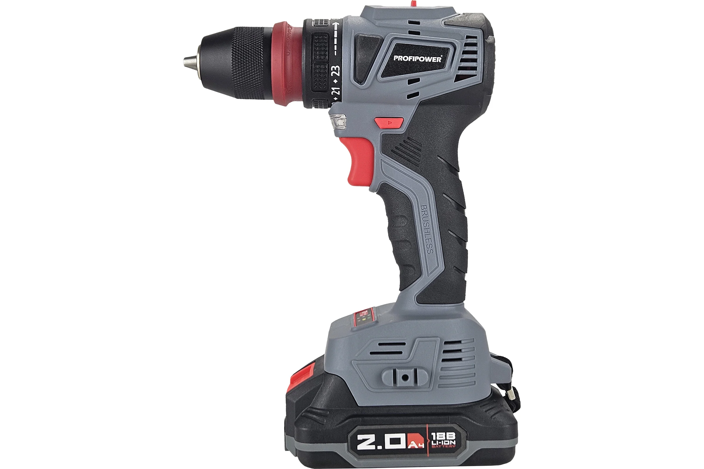 Аккумуляторный бесщеточный шуруповерт Profipower MKBL-18BM Li-ion-2шт, 18В, 2.0Ач, съемный патрон, З/У, 0.8-10 мм, кейс T0057
