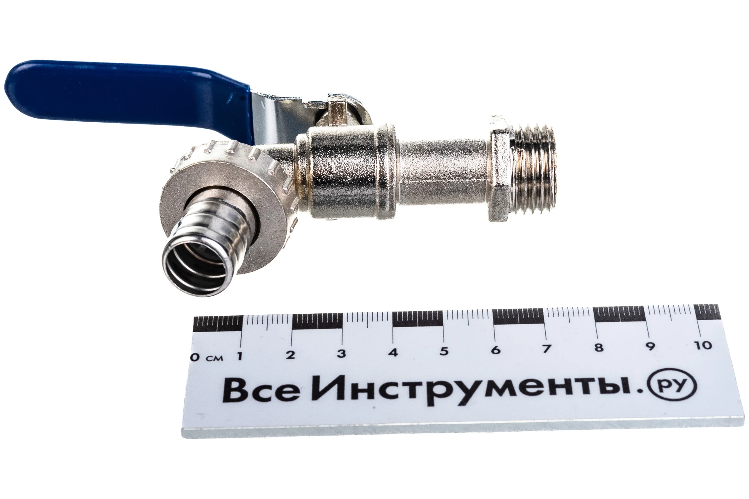 Шаровой кран со штуцером RM 1/2 водоразборный, никелированный ручка VN-CN12