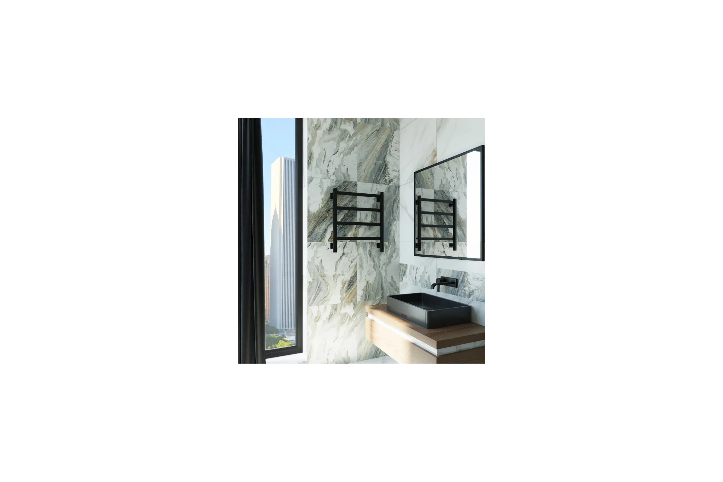 Электрический полотенцесушитель GROTA Soffi K 530x600 черный Soffi K 530х600 RAL9005 EL