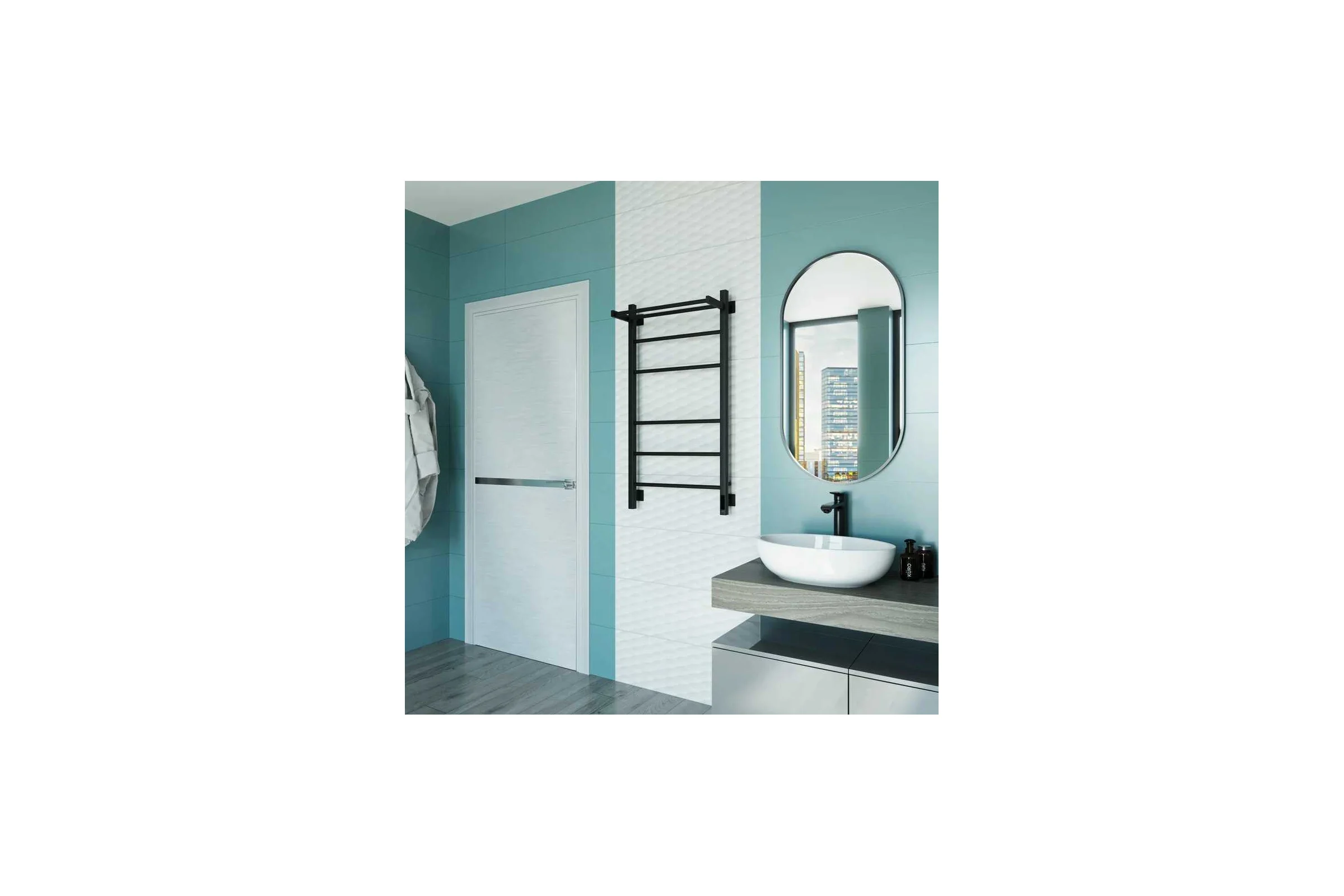 Полотенцесушитель электрический GROTA Alto 530x1200, черный Alto 530х1200 RAL9005 EL
