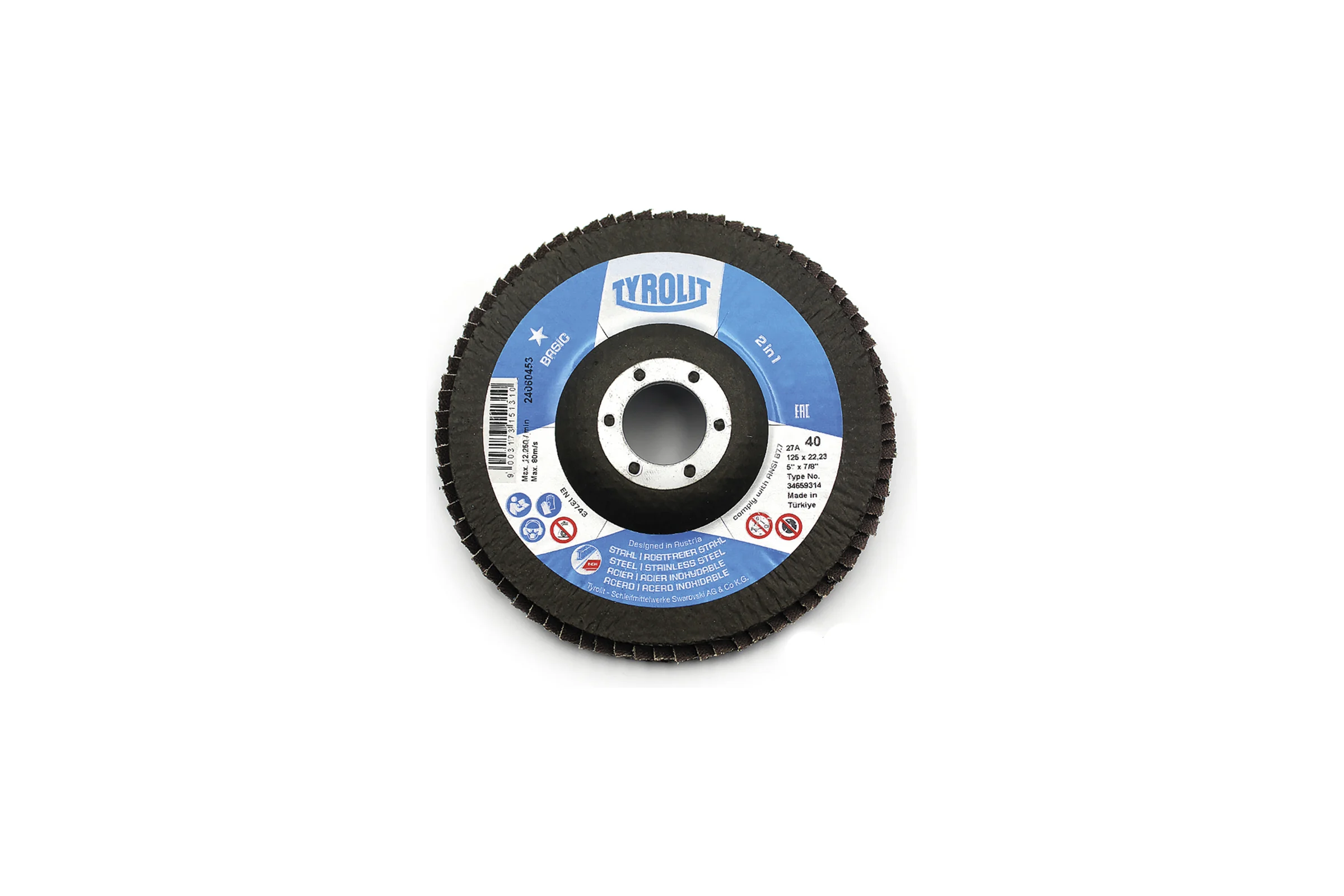 Лепестковый круг Tyrolit, 125x22.23, ZA40-325 TRL3-465-9314 TRL3-465-9314K