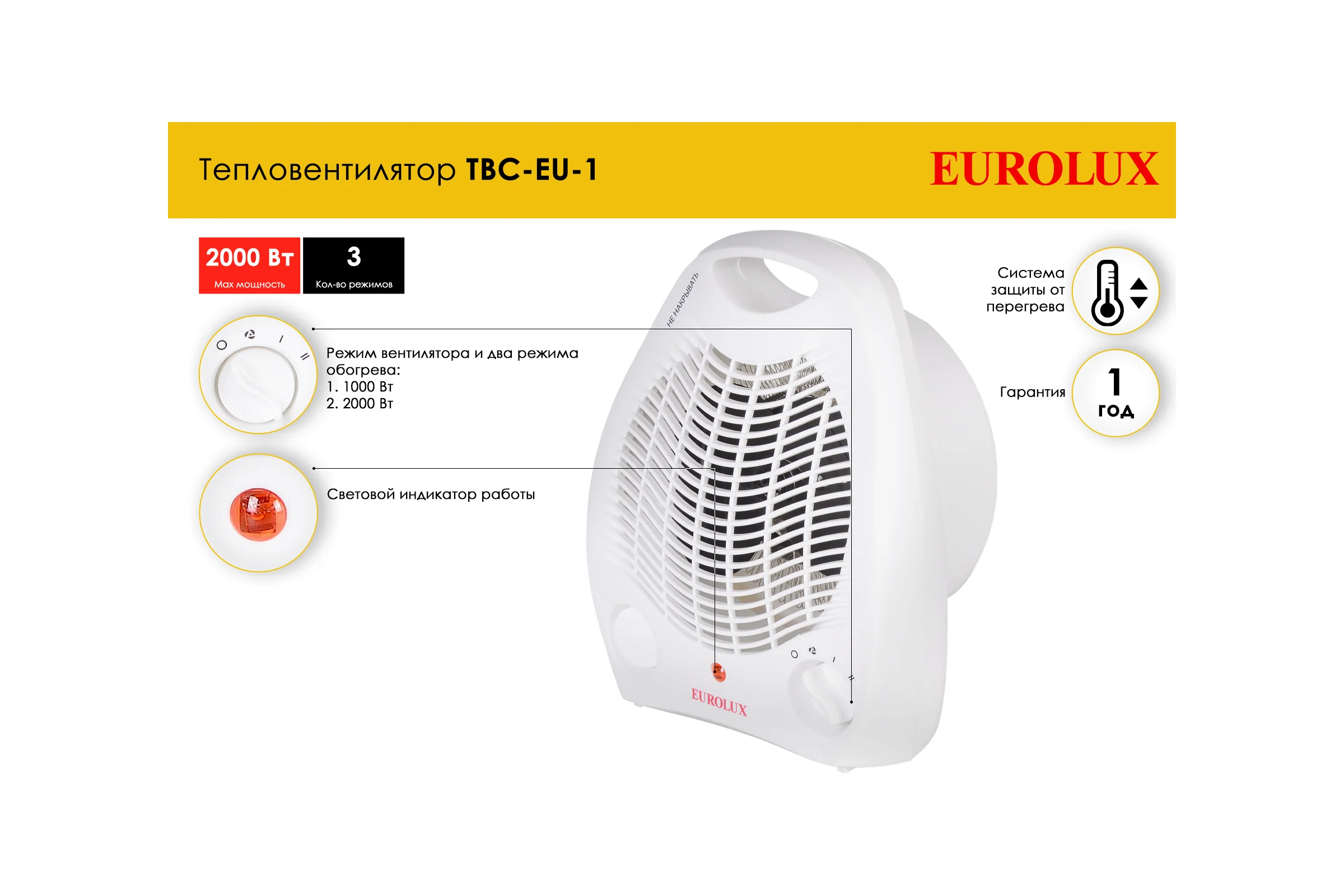Тепловентилятор Eurolux ТВС-EU-1 67/2/8