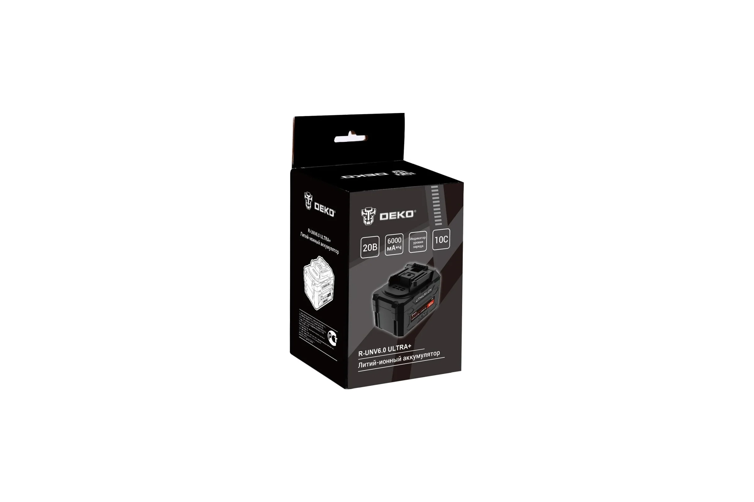 Аккумулятор DEKO R-UNV6.0 ULTRA+, Li-ion, 20В, 6.0А*ч, с повышенной токоотдачей 083-1019