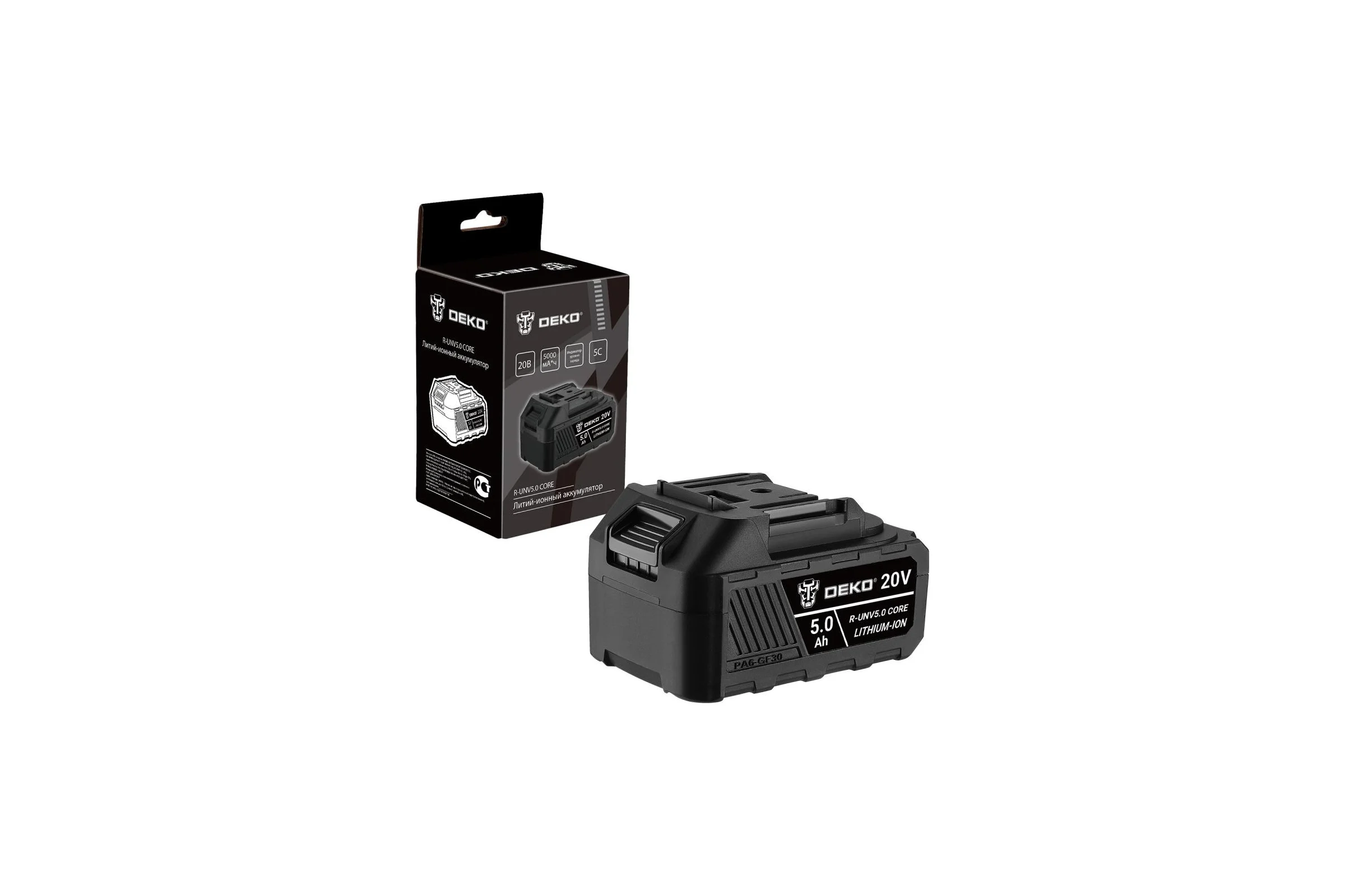 Аккумулятор DEKO R-UNV5.0 CORE, Li-ion, 20В, 5.0А*ч 083-1016