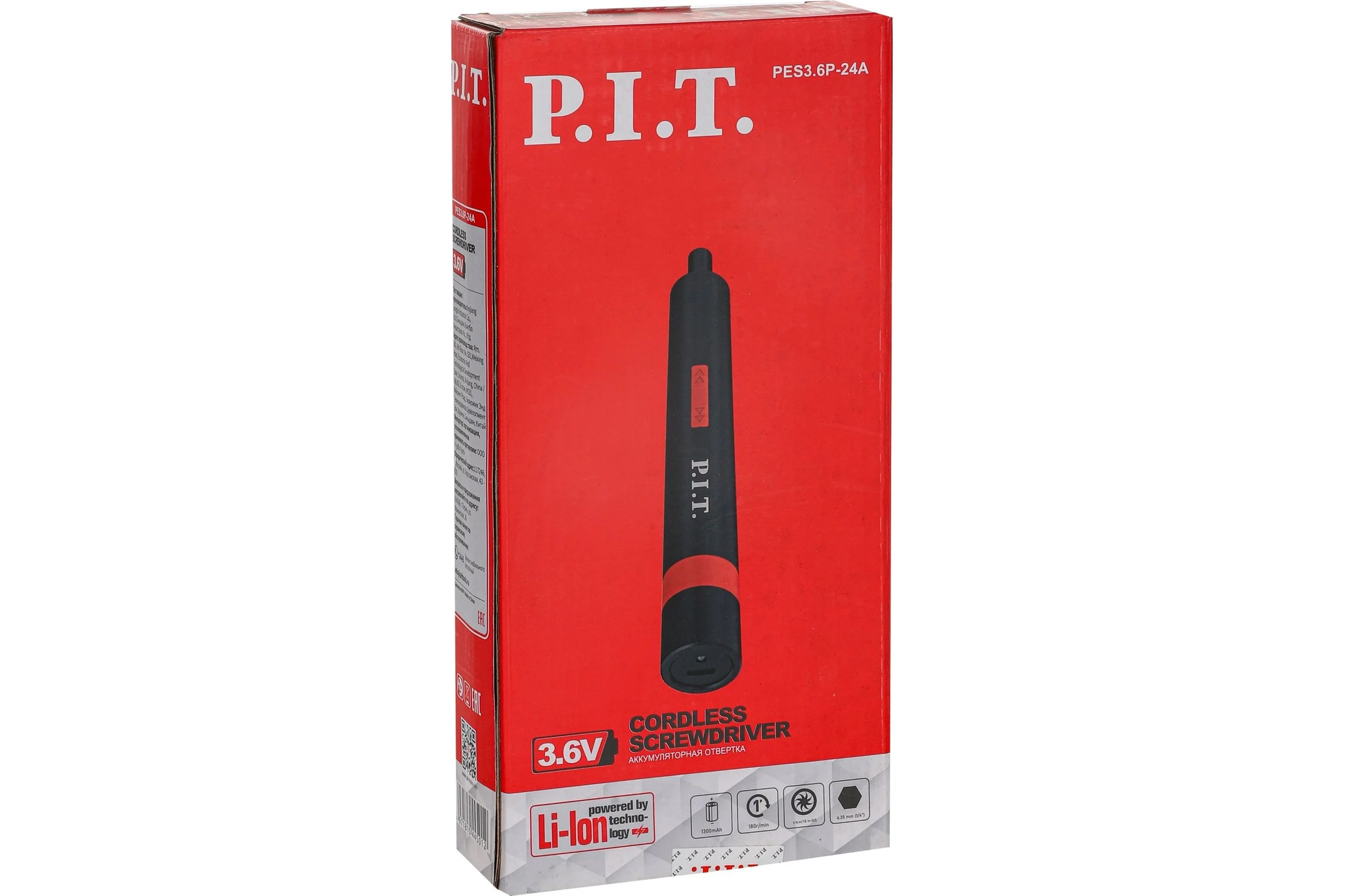 Отвертка аккумуляторная P.I.T. 3.6В, 2Нм, 1.3Ач, биты 23шт, USB ЗУ, LED подсветка, чехол PES3.6P-24A