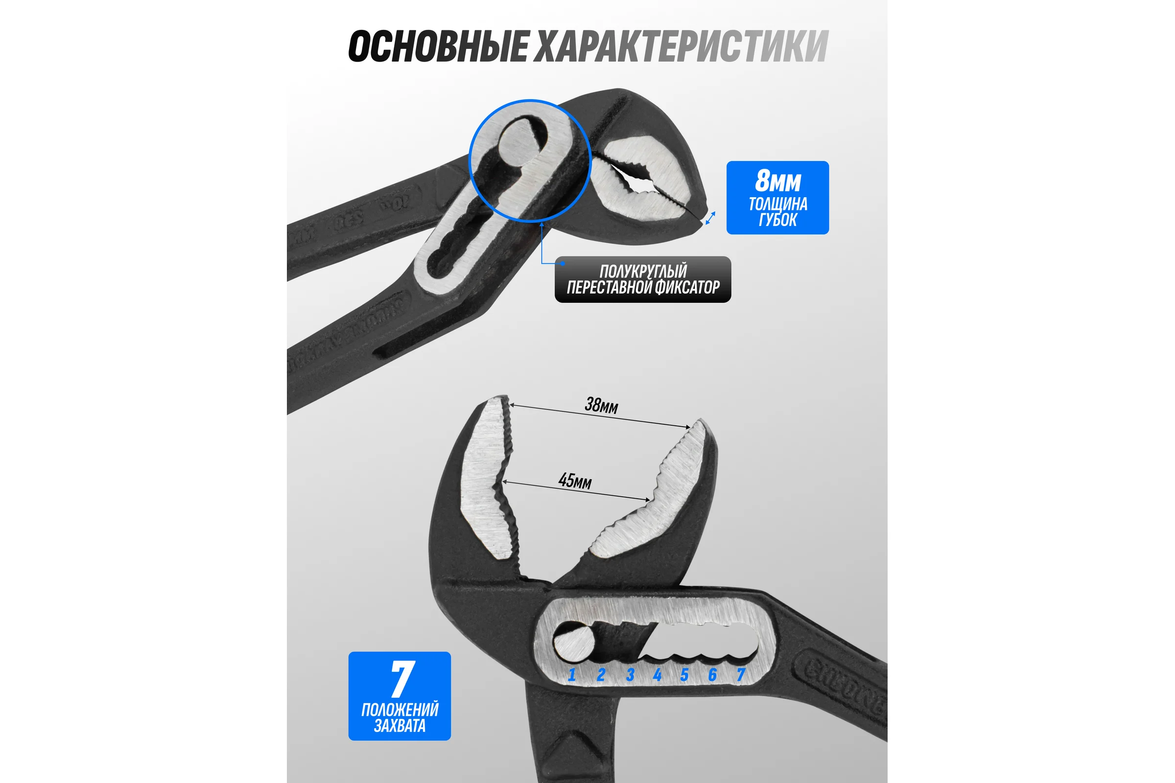 Клещи переставные EVERFORCE 10 (250мм) EF-613B250(64720)