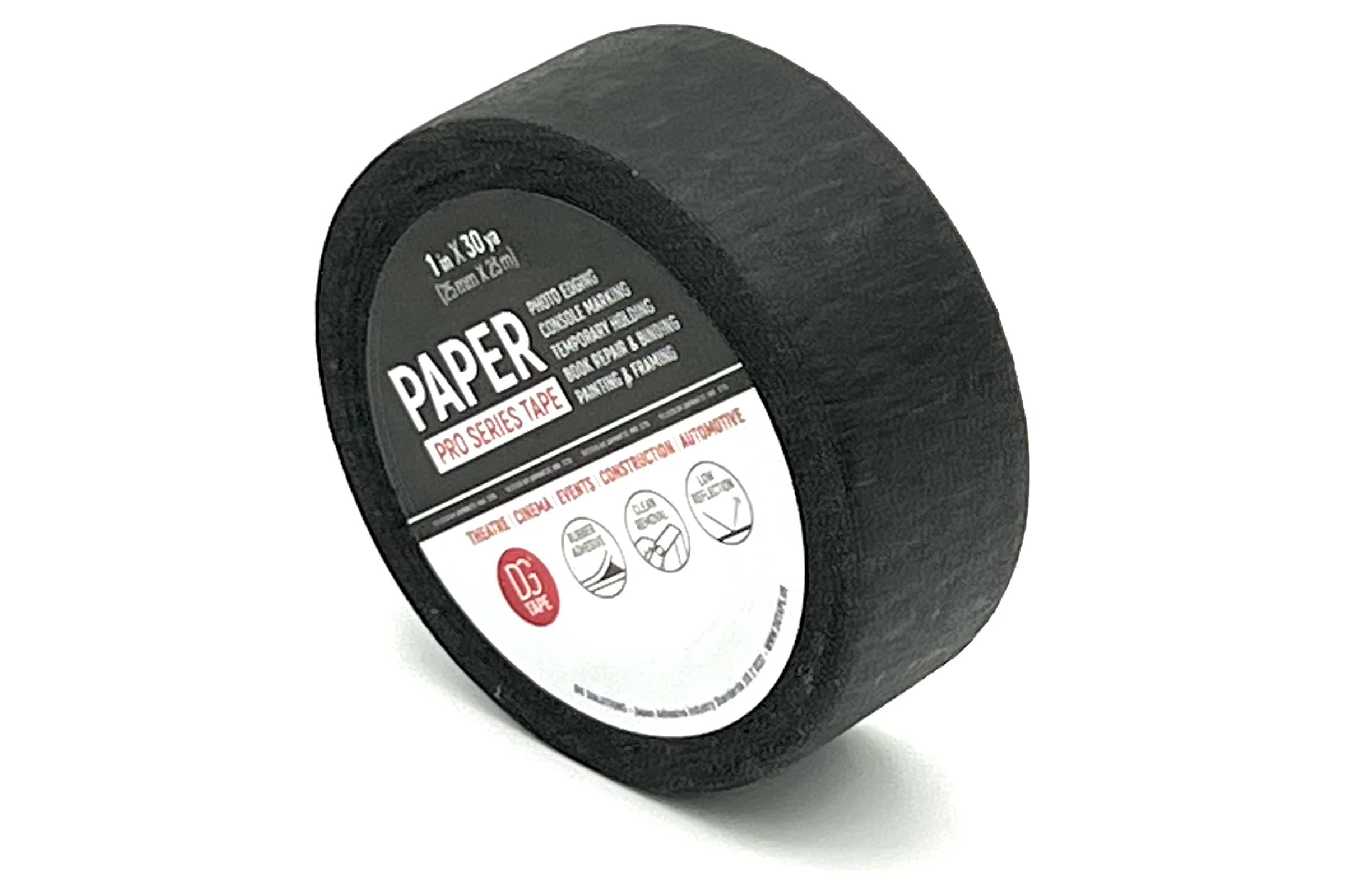 Клейкая лента бумажная крепированная DGTAPE Masking Tape Regular черная 25мм х 23м MTR2523B