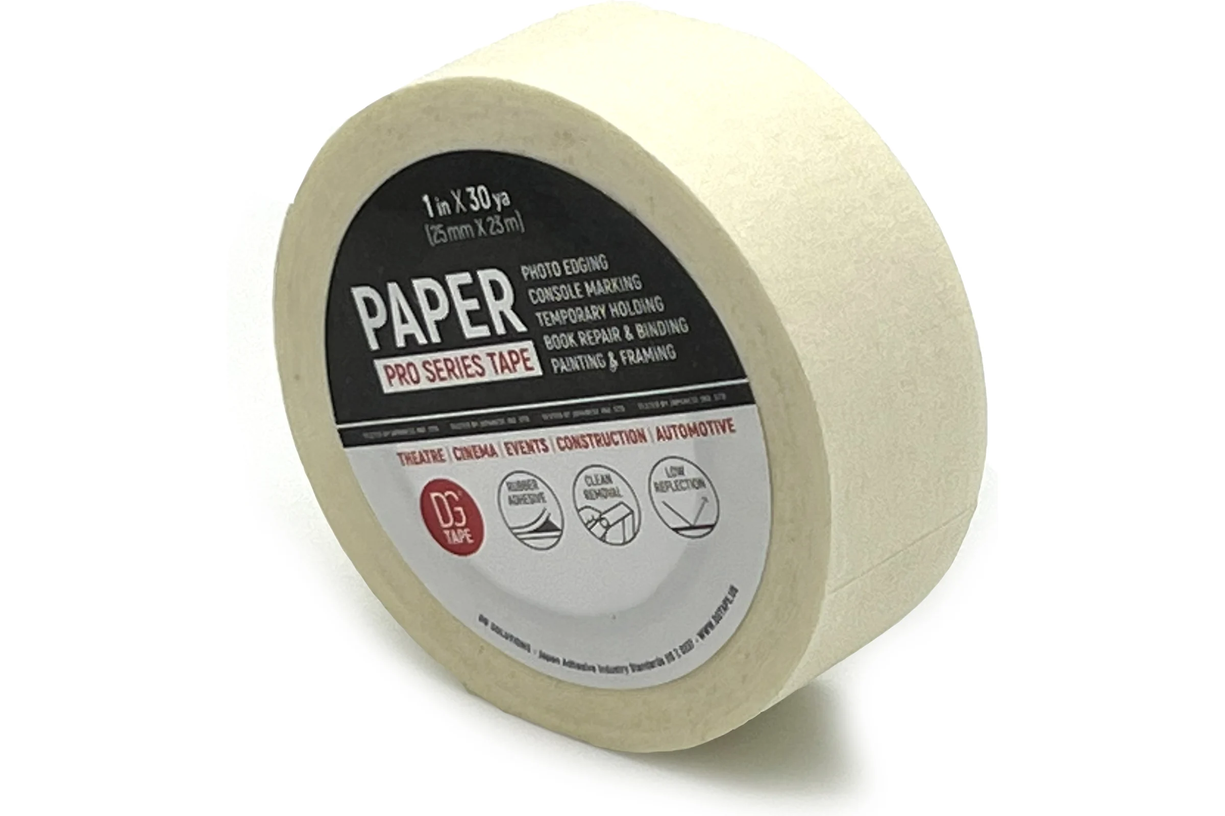 Клейкая лента бумажная крепированная DGTAPE Masking Tape Regular белая 25мм х 23м MTR2523W