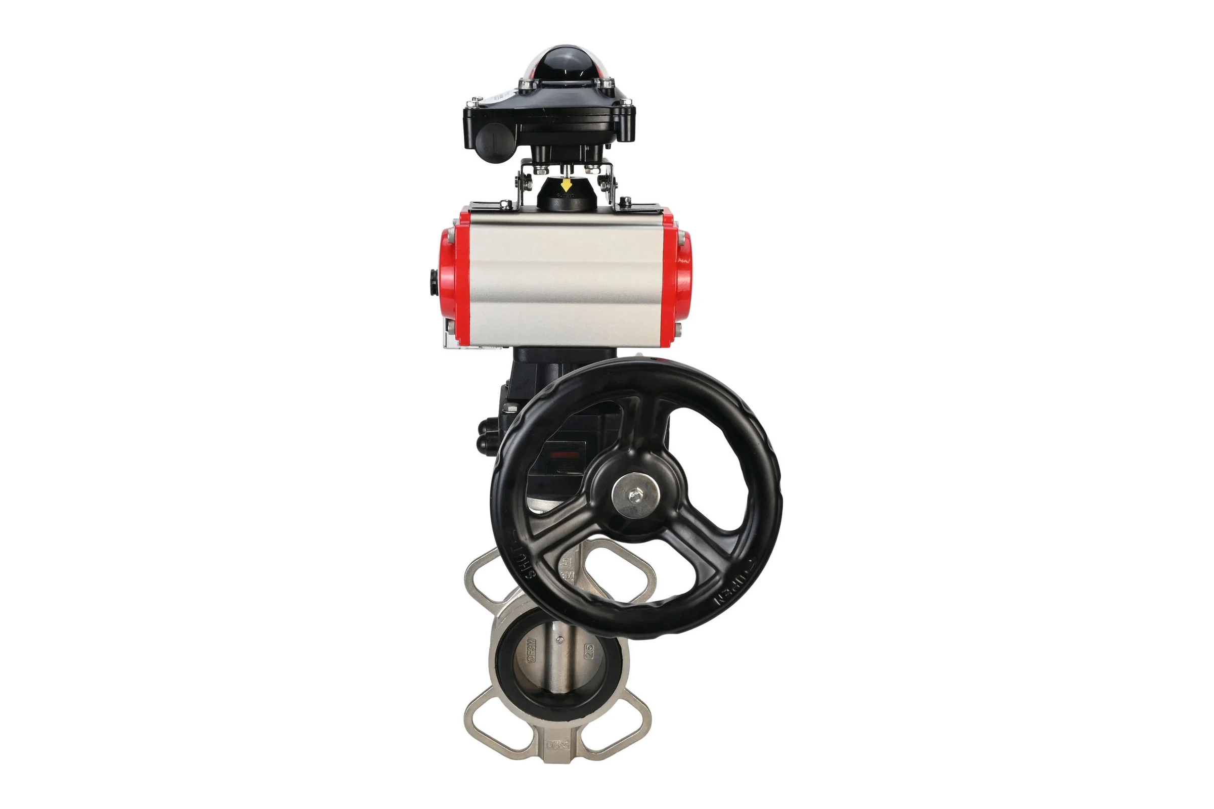 Затвор DN.ru 316L-316L-PTFE Ду200 Ру16 с пневмоприводом, пневмораспределителем, БКВ, дублером D050-00179