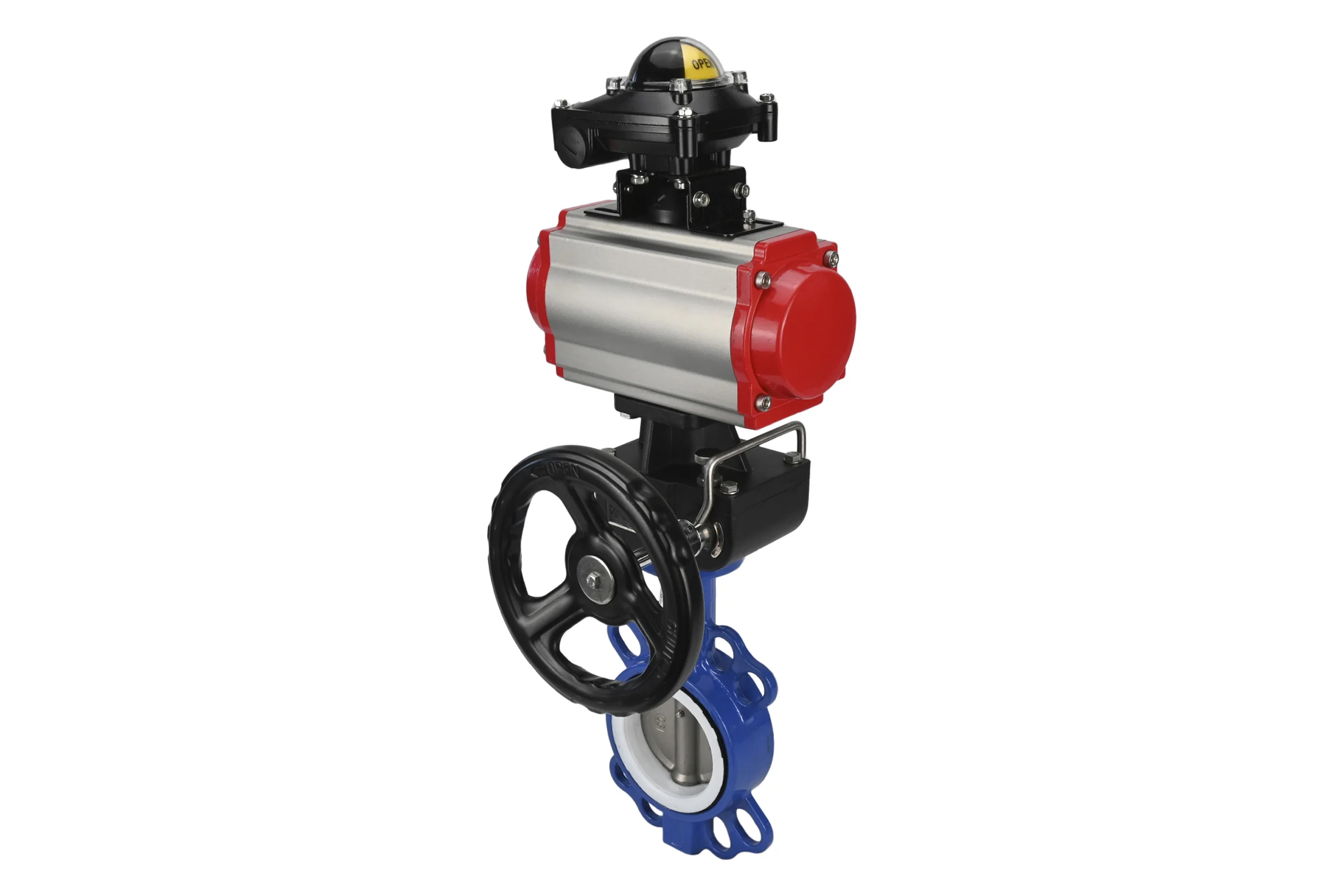 Затвор DN.ru WCB-316L-PTFE Ду250 Ру16 с пневмоприводом, пневмораспределителем, БКВ, дублером D050-00343