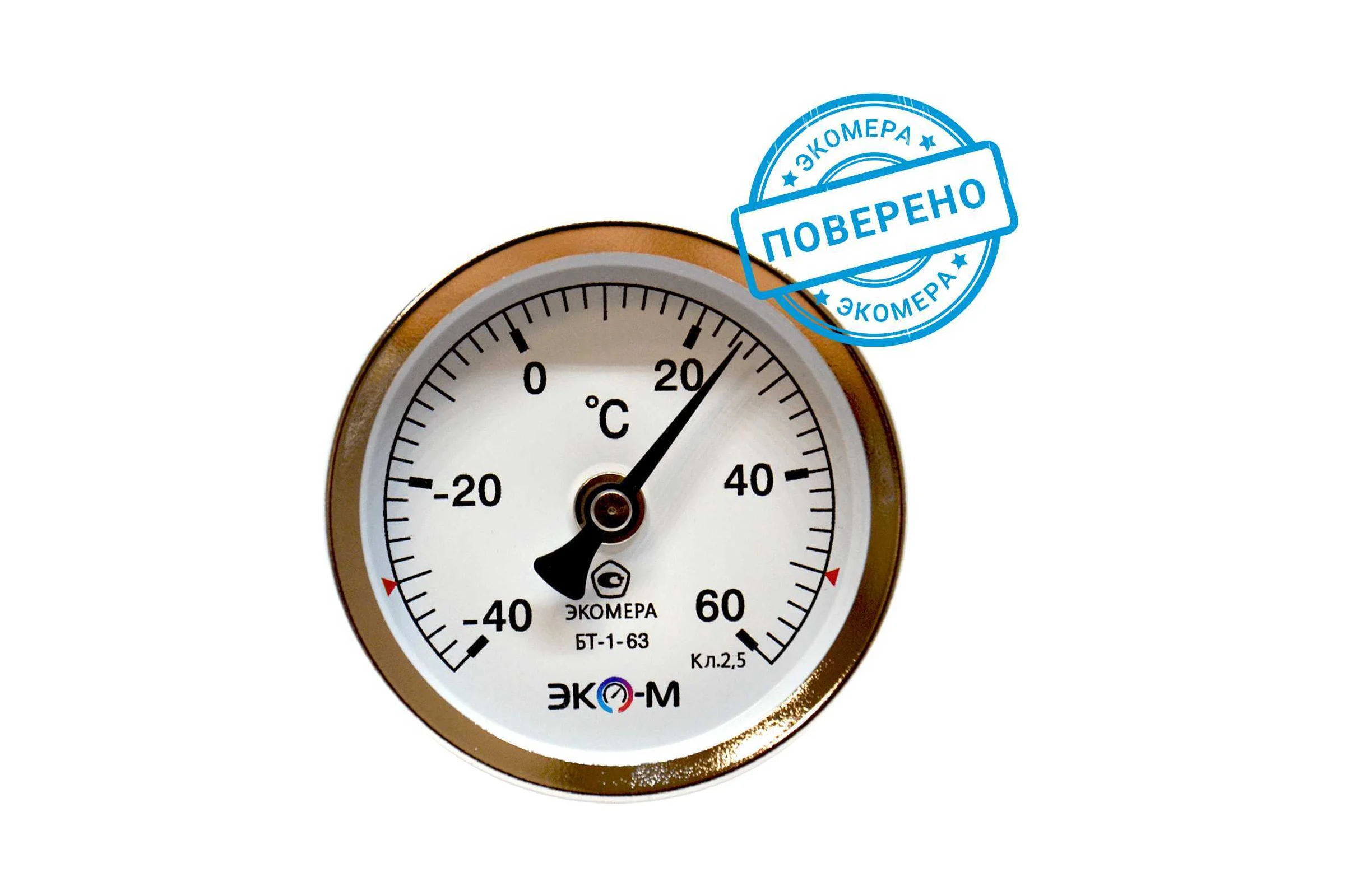 Термометр биметаллический ЭКО-М ЭКОМЕРА БТ-1-63, -40-60С, L=60 БТ-1-63-40...60С-L60