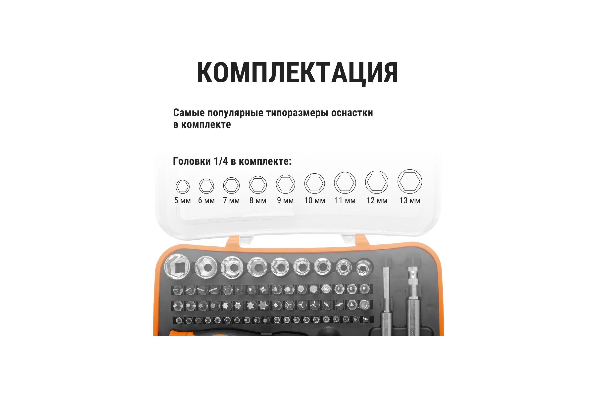 Набор отверток TDM ELECTRIC Алмаз реверсивная и тонкая, в комплекте биты и головки, №4, 65 предметов SQ1019-0204