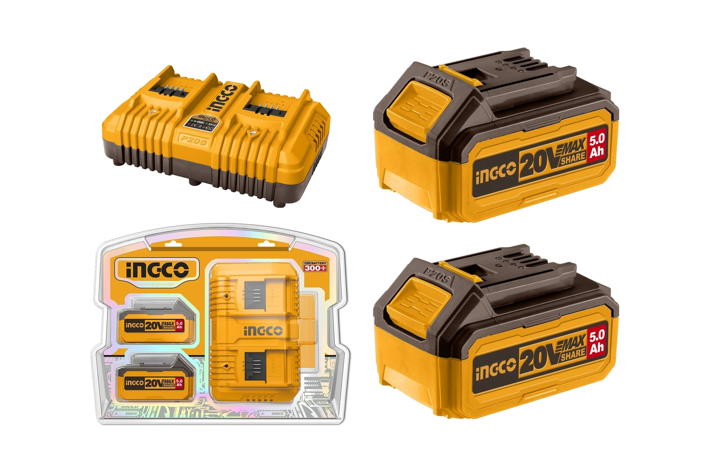 Набор аккумуляторов и зарядки INGCO Li-ion 5.0 Ач INDUSTRIAL FBCPK2425