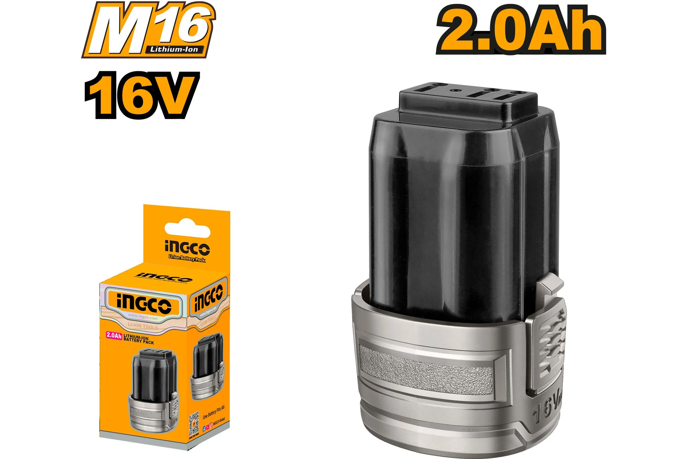 Аккумуляторная батарея INGCO Li-Ion 16 В 2 Ач INDUSTRIAL FBLI1620