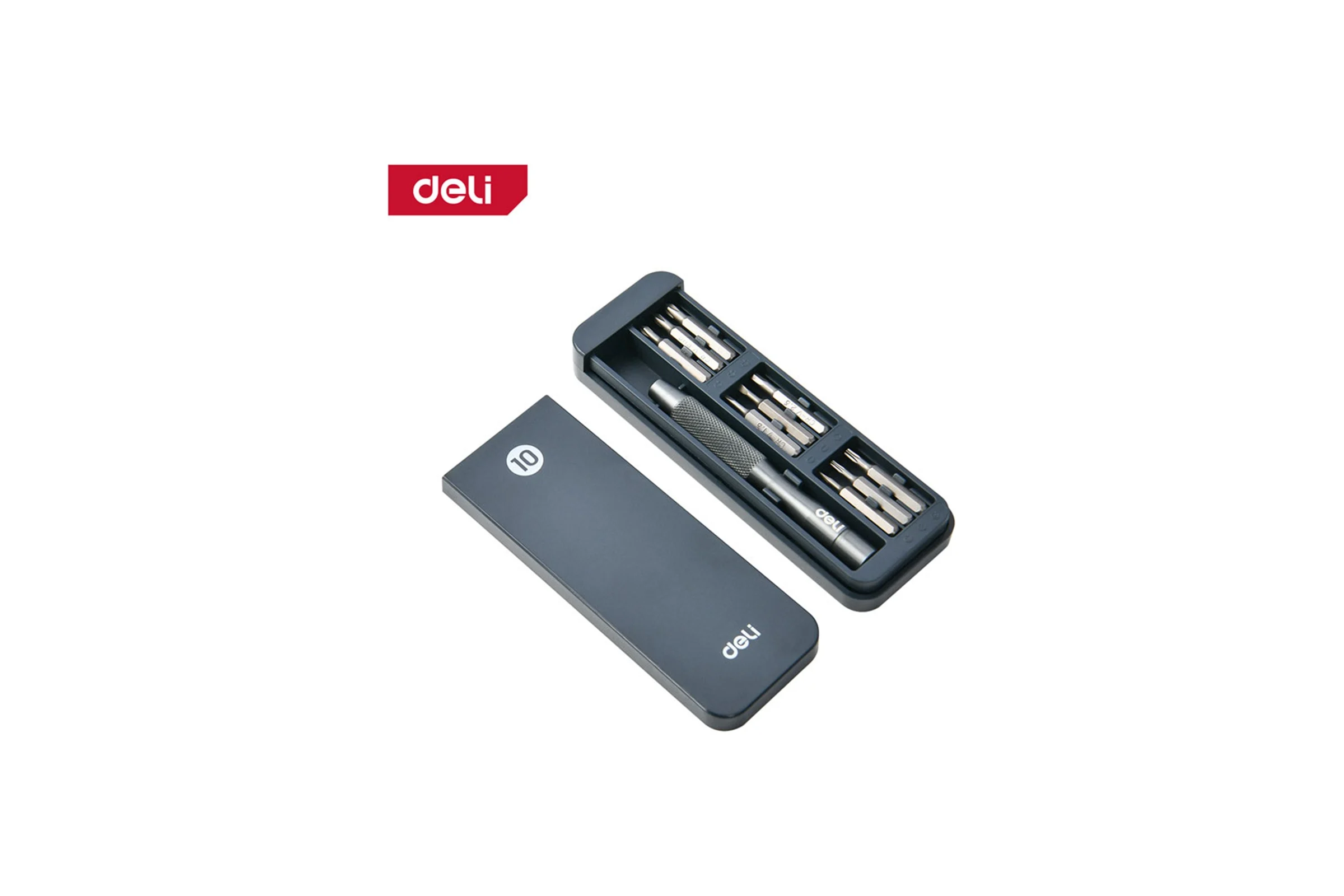 Набор прецизионных отверток DELI DL241010J (отвертка + 9 бит), сталь Cr-V 179574