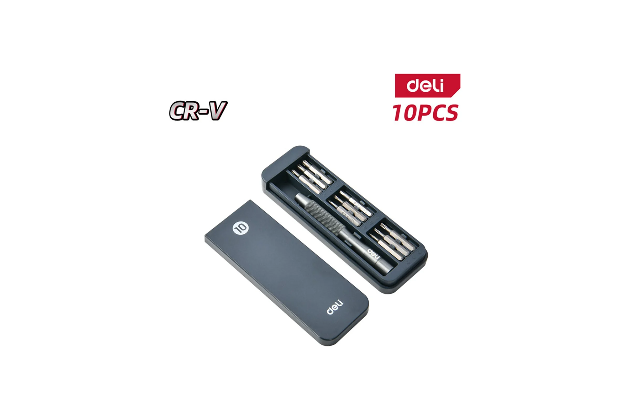 Набор прецизионных отверток DELI DL241010J (отвертка + 9 бит), сталь Cr-V 179574